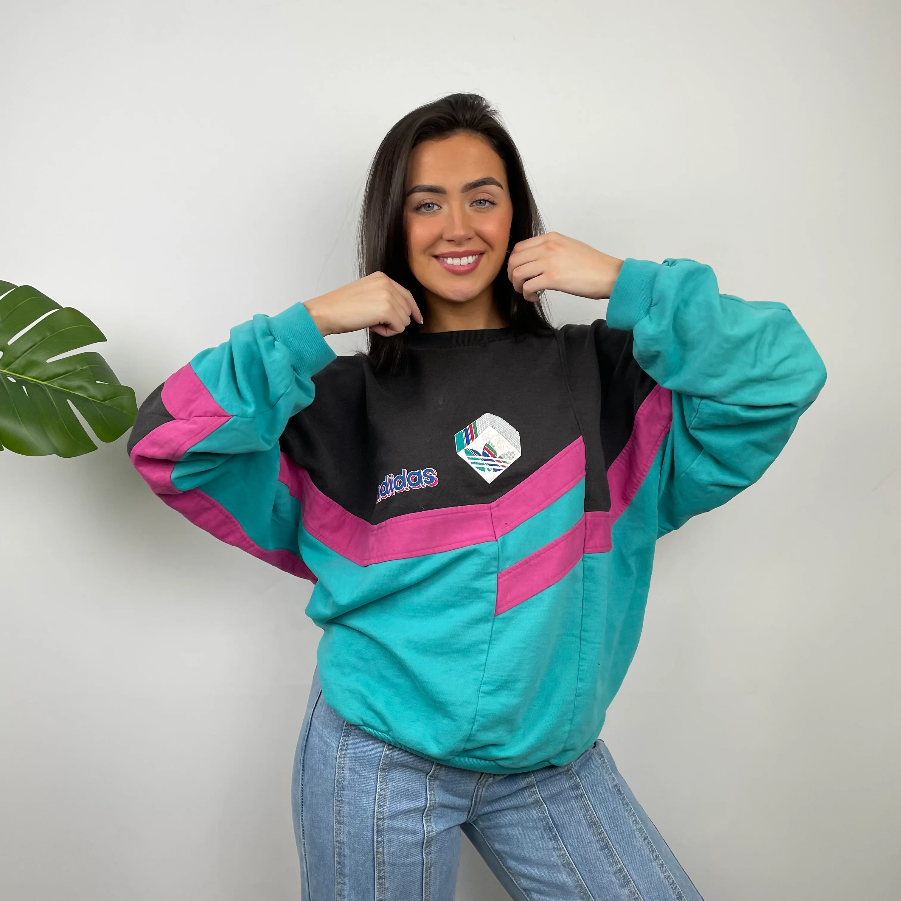 Adidas Colour Block Embroidered Spell Out Sweatshirt (L) - Image 6