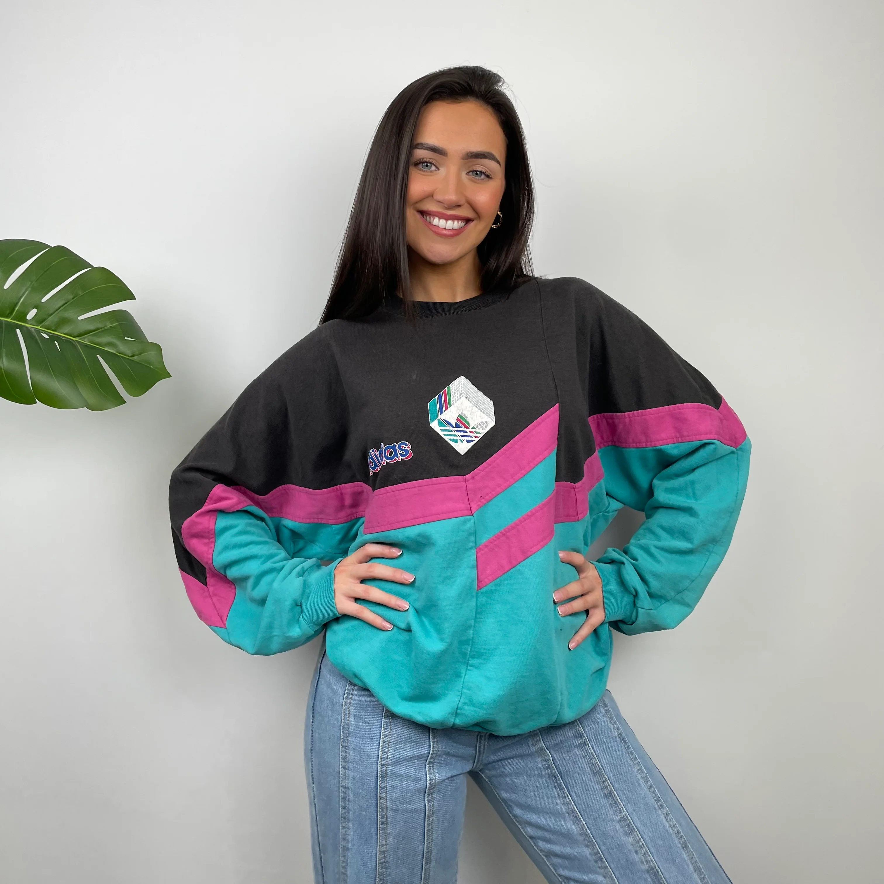 Adidas Colour Block Embroidered Spell Out Sweatshirt (L) - Image 8