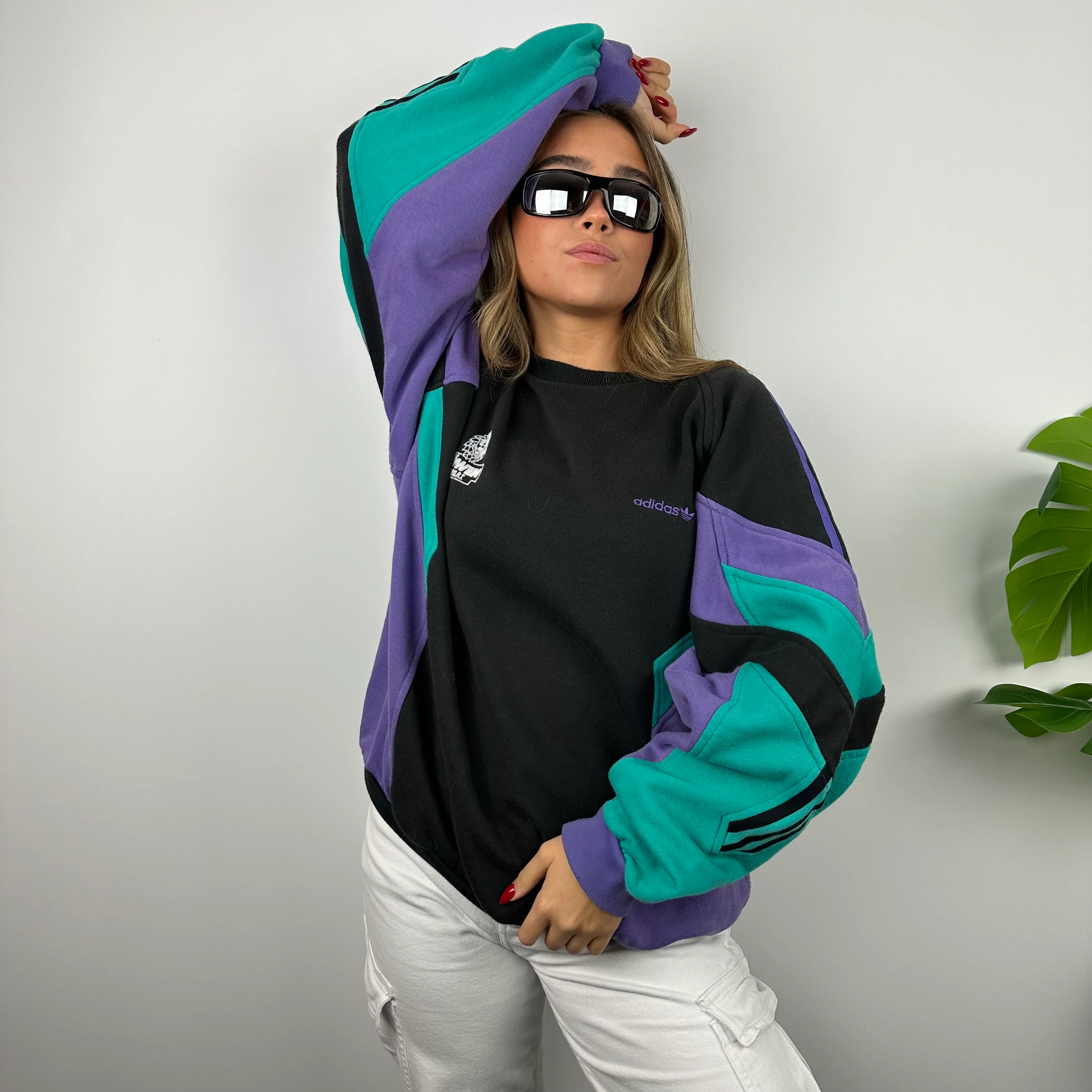 Adidas Colour Block Embroidered Spell Out Sweatshirt (XL) - Image 8