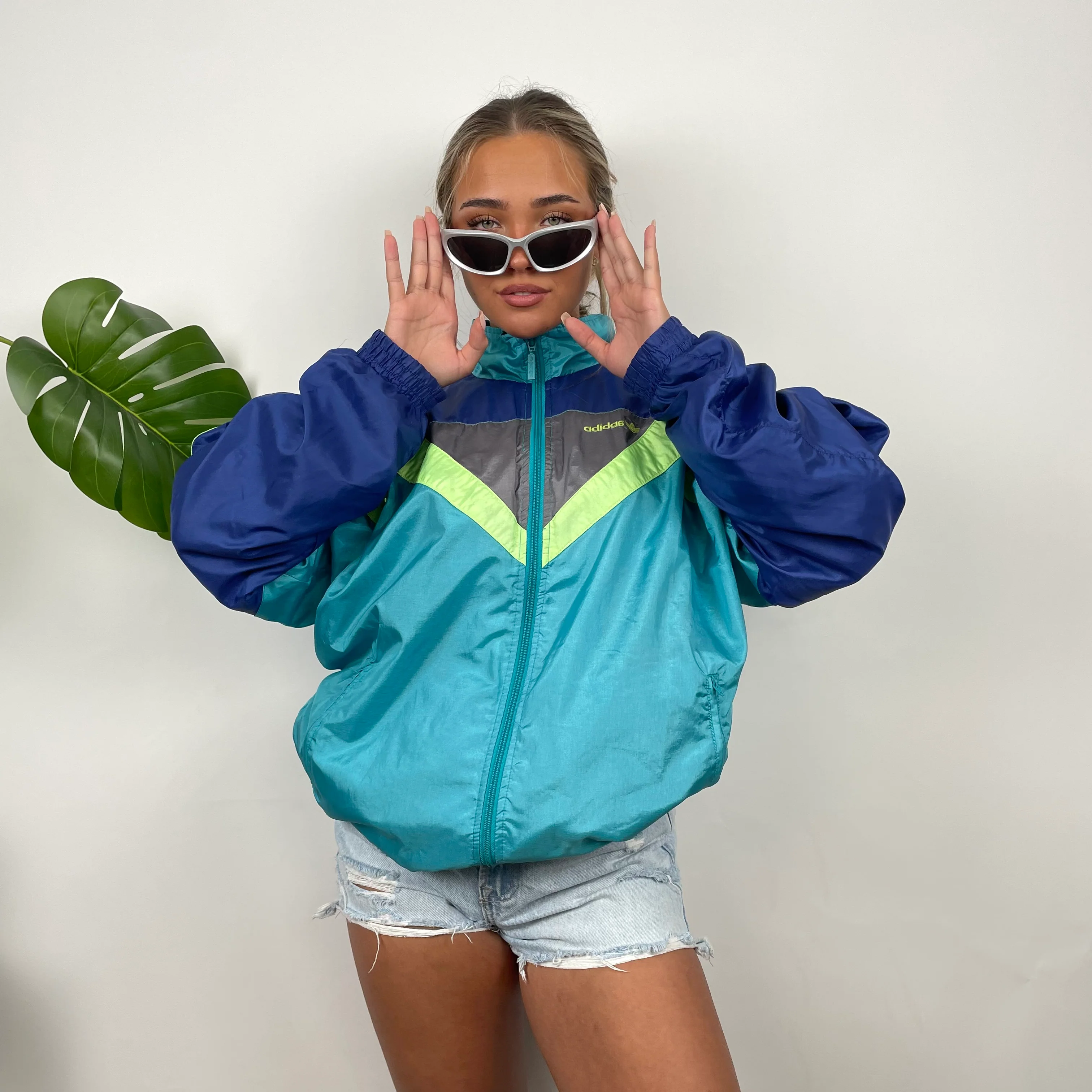 Adidas Colour Block Embroidered Spell Out Windbreaker Jacket (L) - Image 2