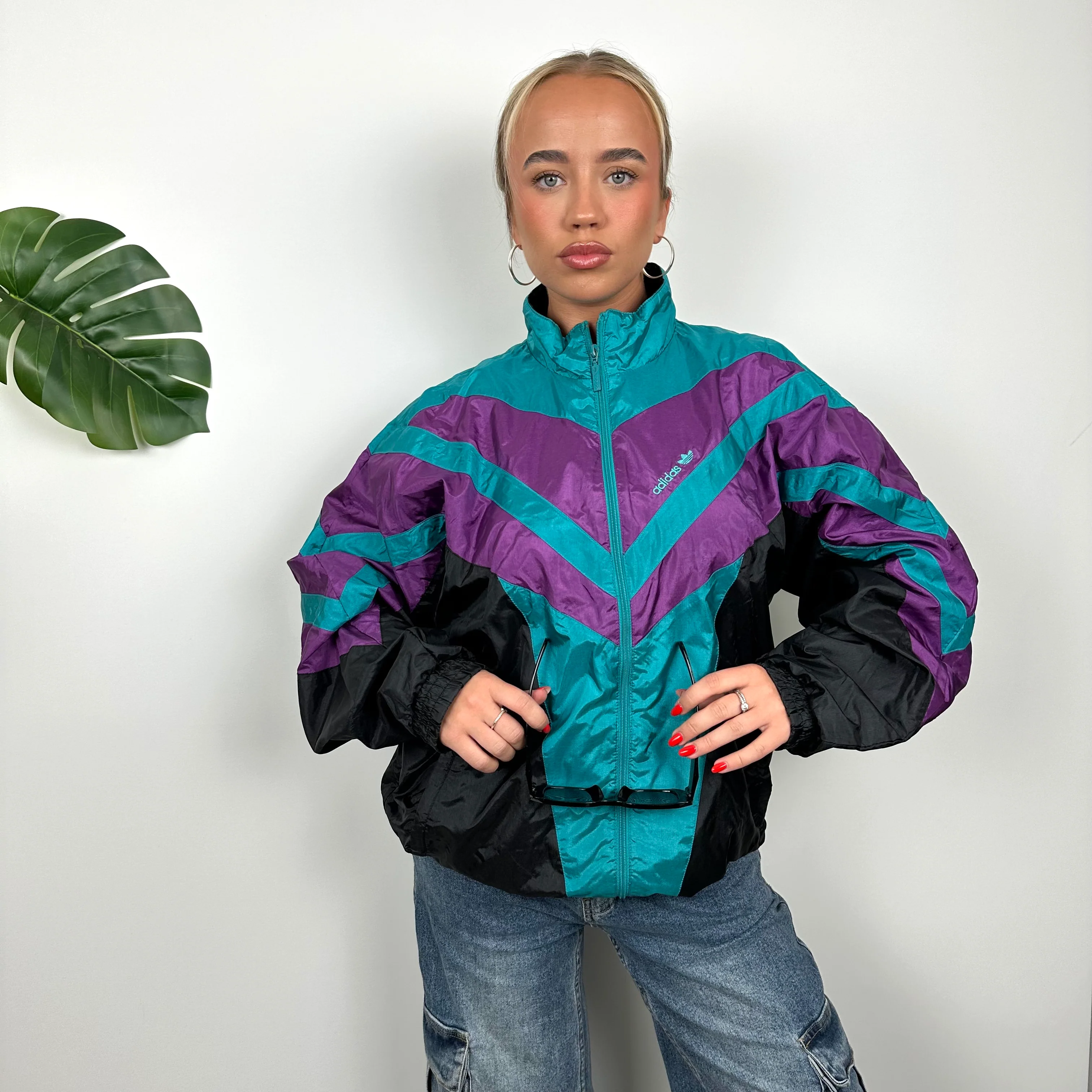 Adidas Colour Block Embroidered Spell Out Windbreaker Jacket (XL) - Image 3