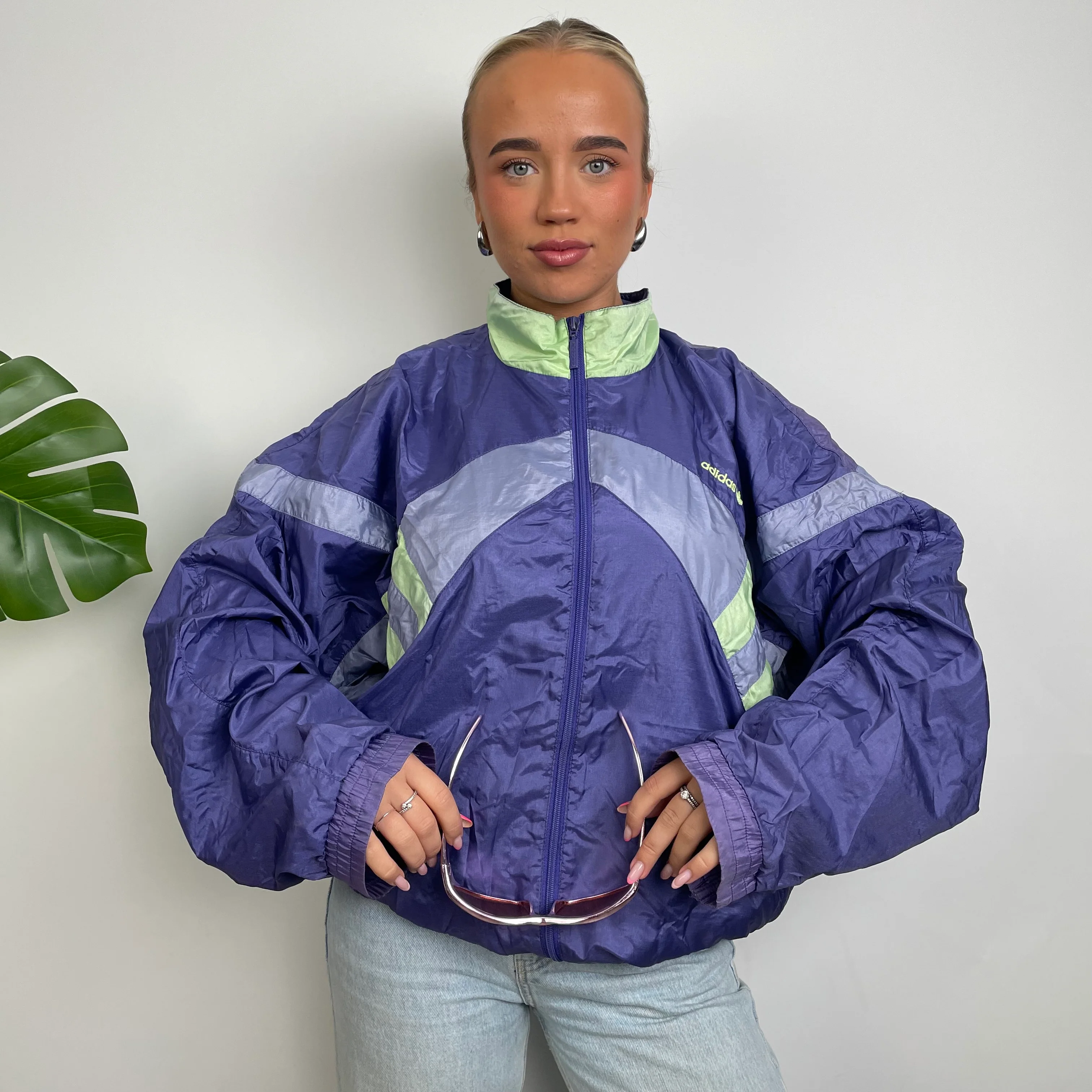 Adidas Colour Block Embroidered Spell Out Windbreaker Jacket (L) - Image 3