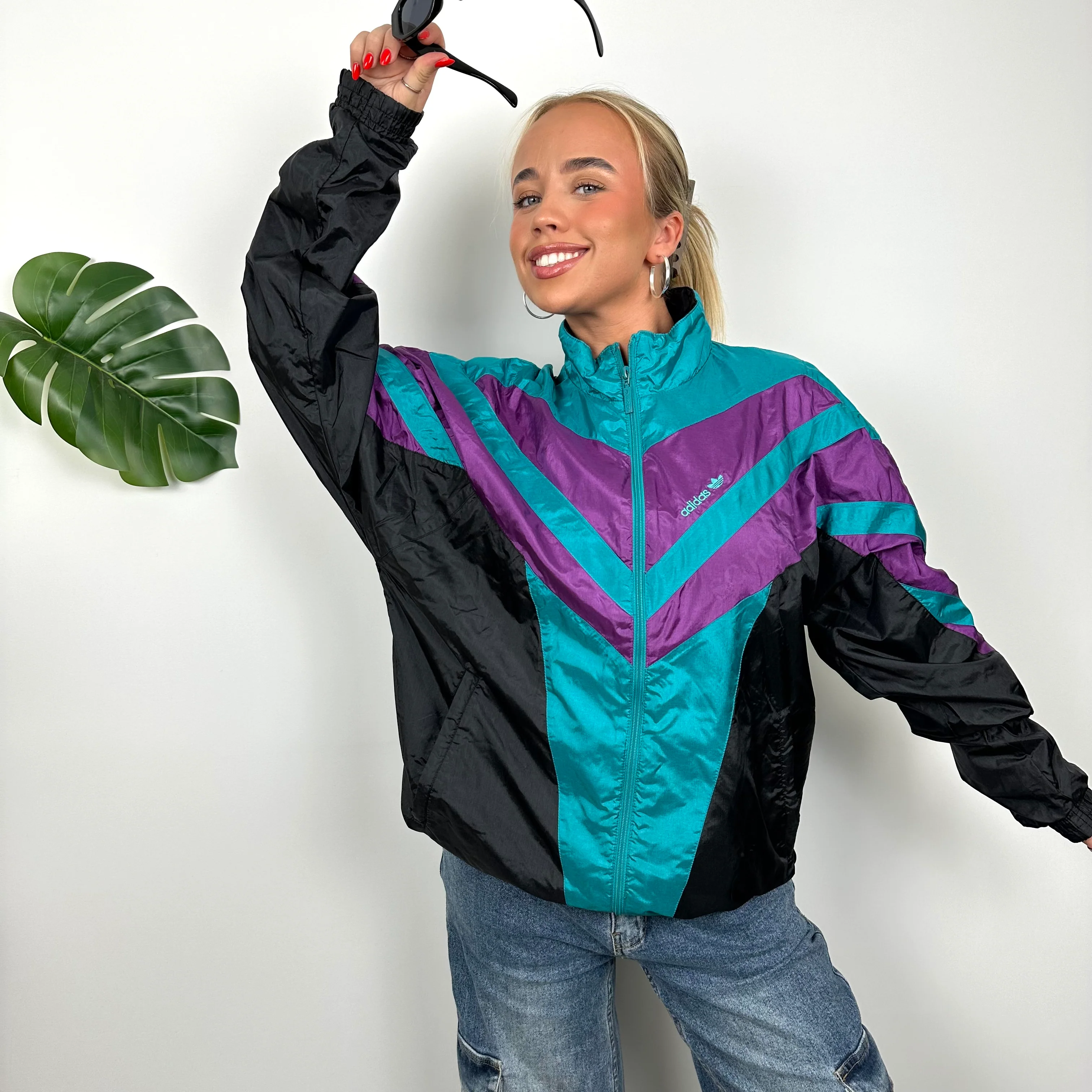 Adidas Colour Block Embroidered Spell Out Windbreaker Jacket (XL) - Image 5