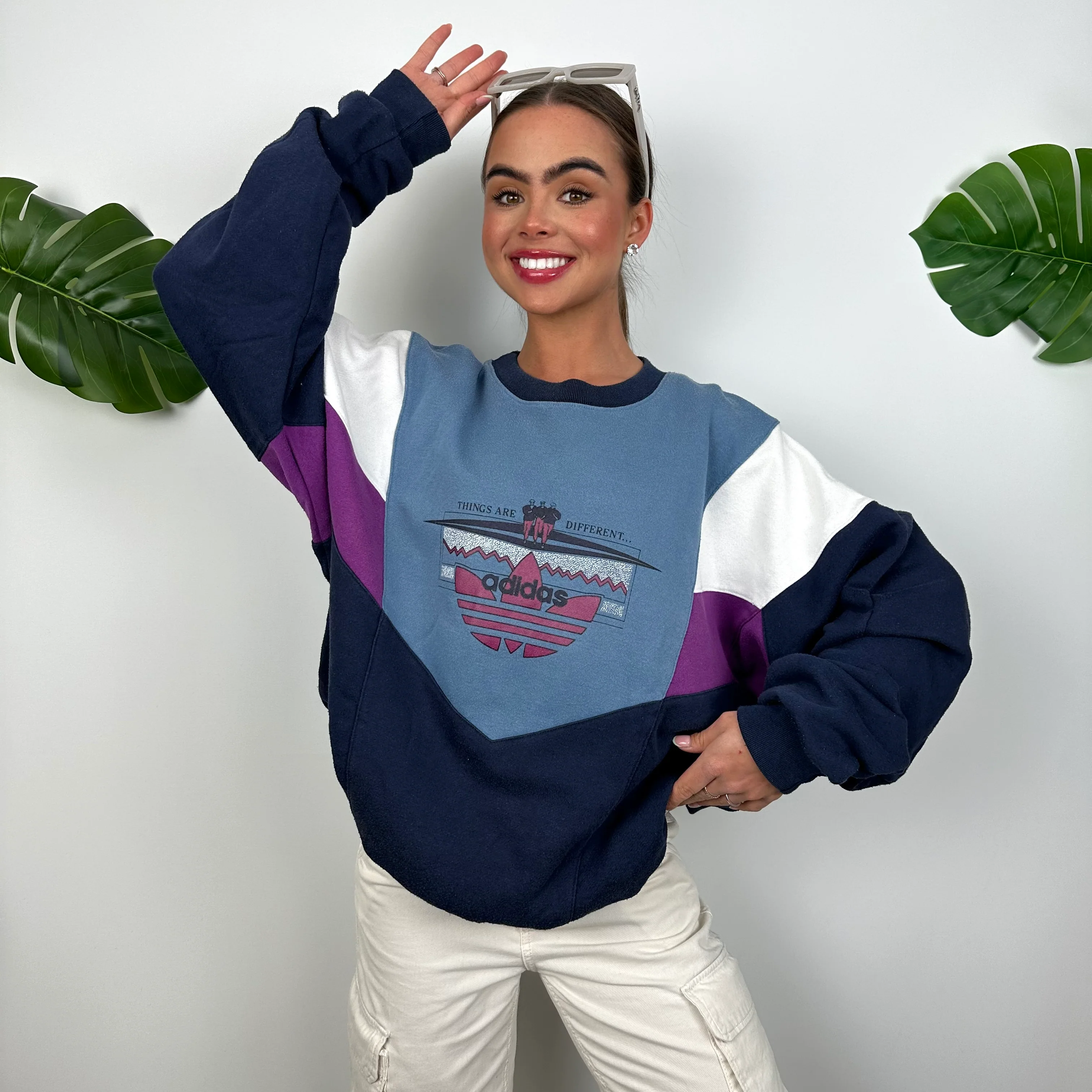 Adidas Colour Block Spell Out Sweatshirt (L) - Image 2