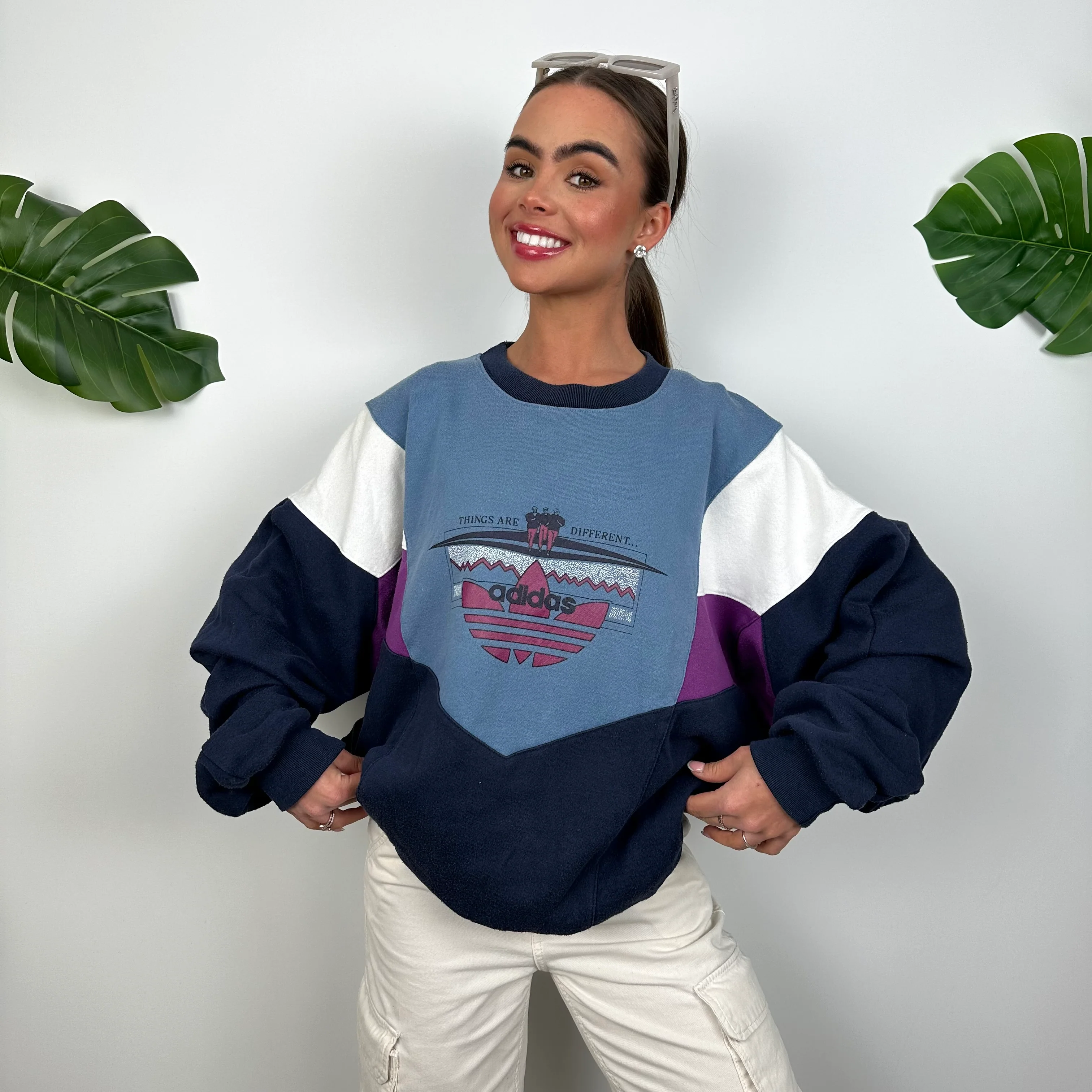 Adidas Colour Block Spell Out Sweatshirt (L) - Image 4