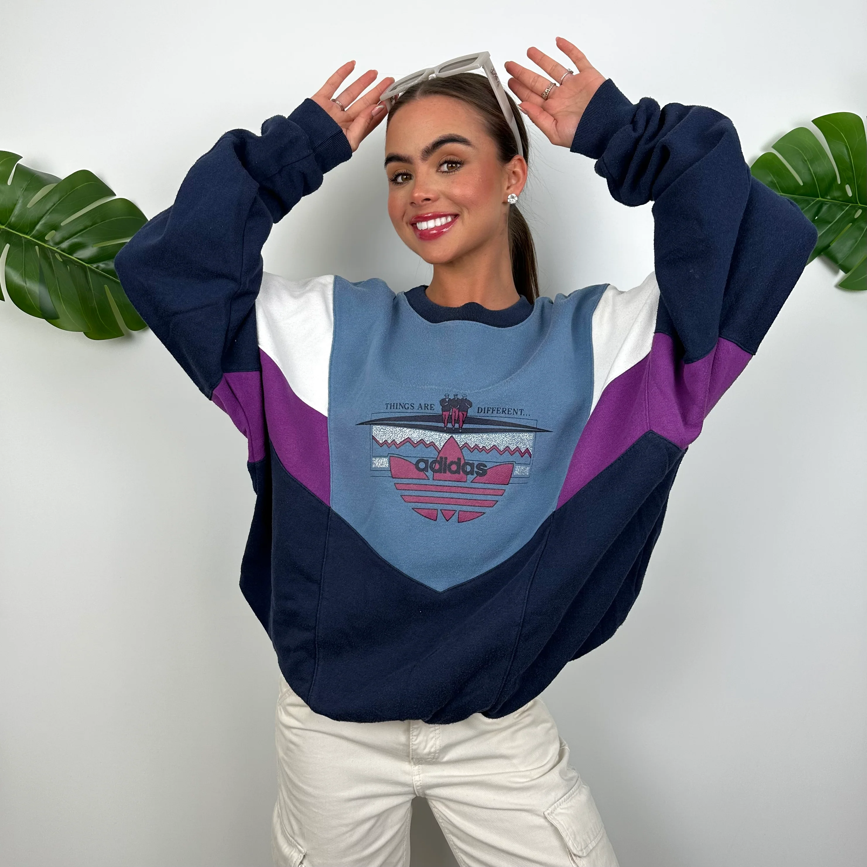 Adidas Colour Block Spell Out Sweatshirt (L) - Image 5