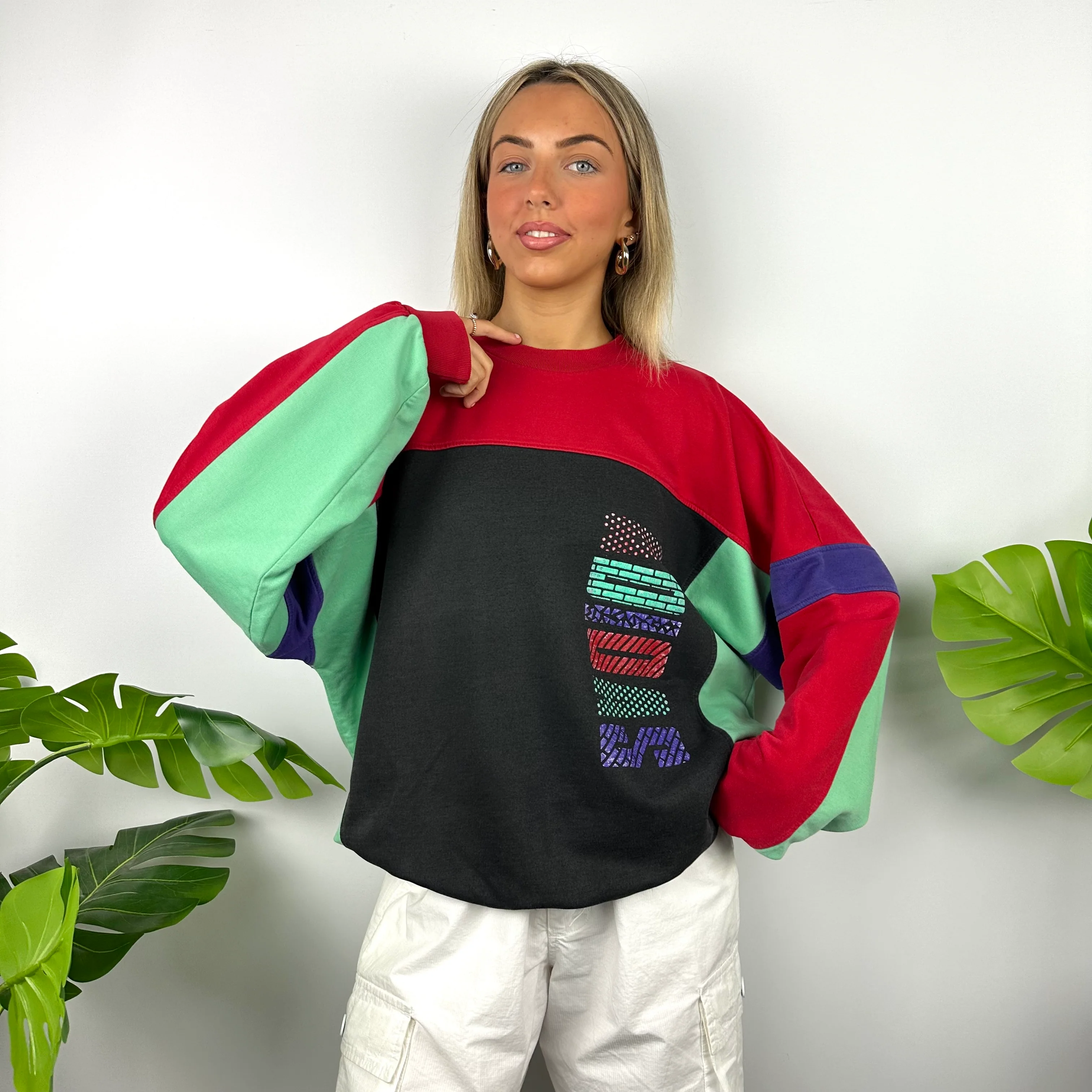 Adidas Colour Block Spell Out Sweatshirt (L) - Image 3