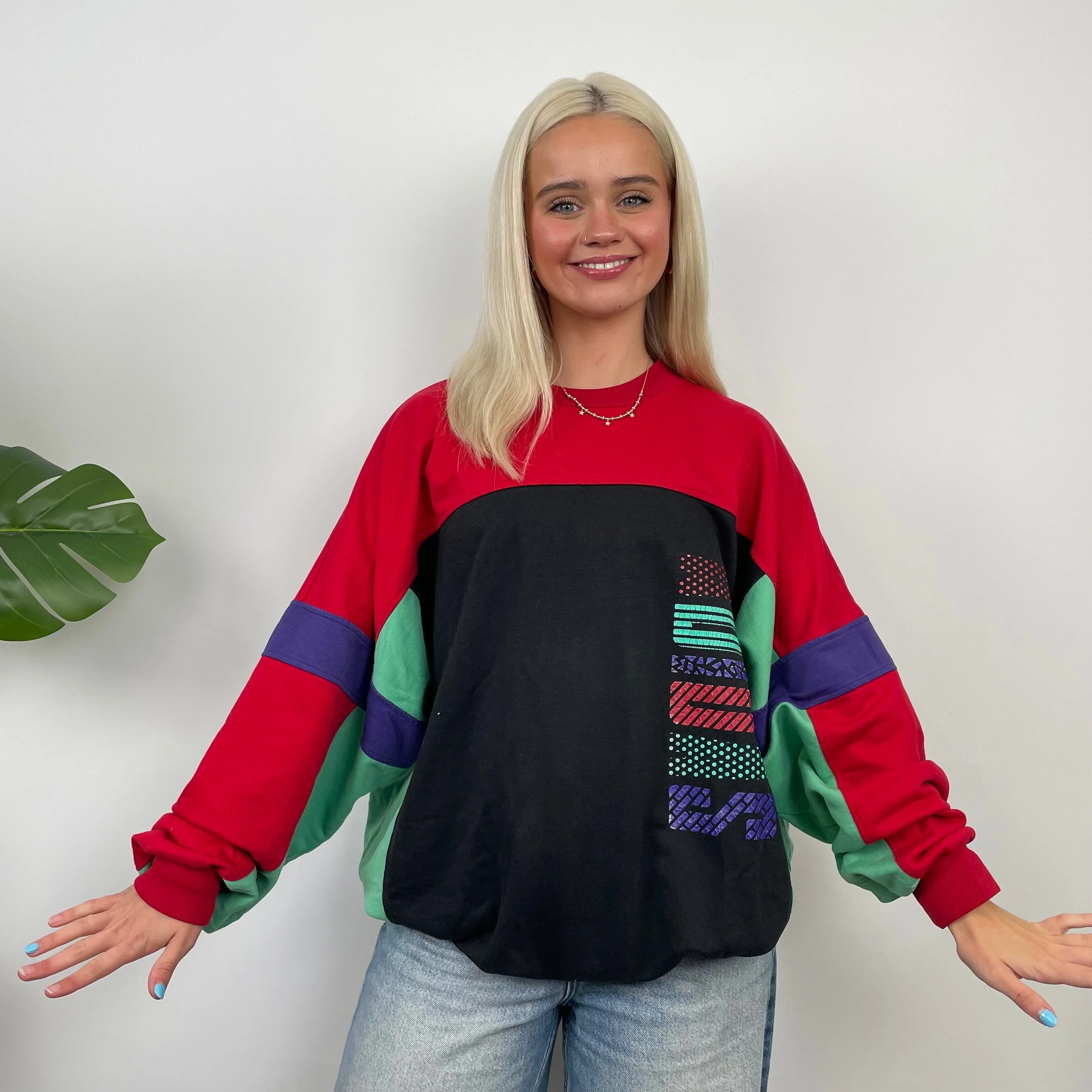 Adidas Colour Block Spell Out Sweatshirt (L) - Image 2