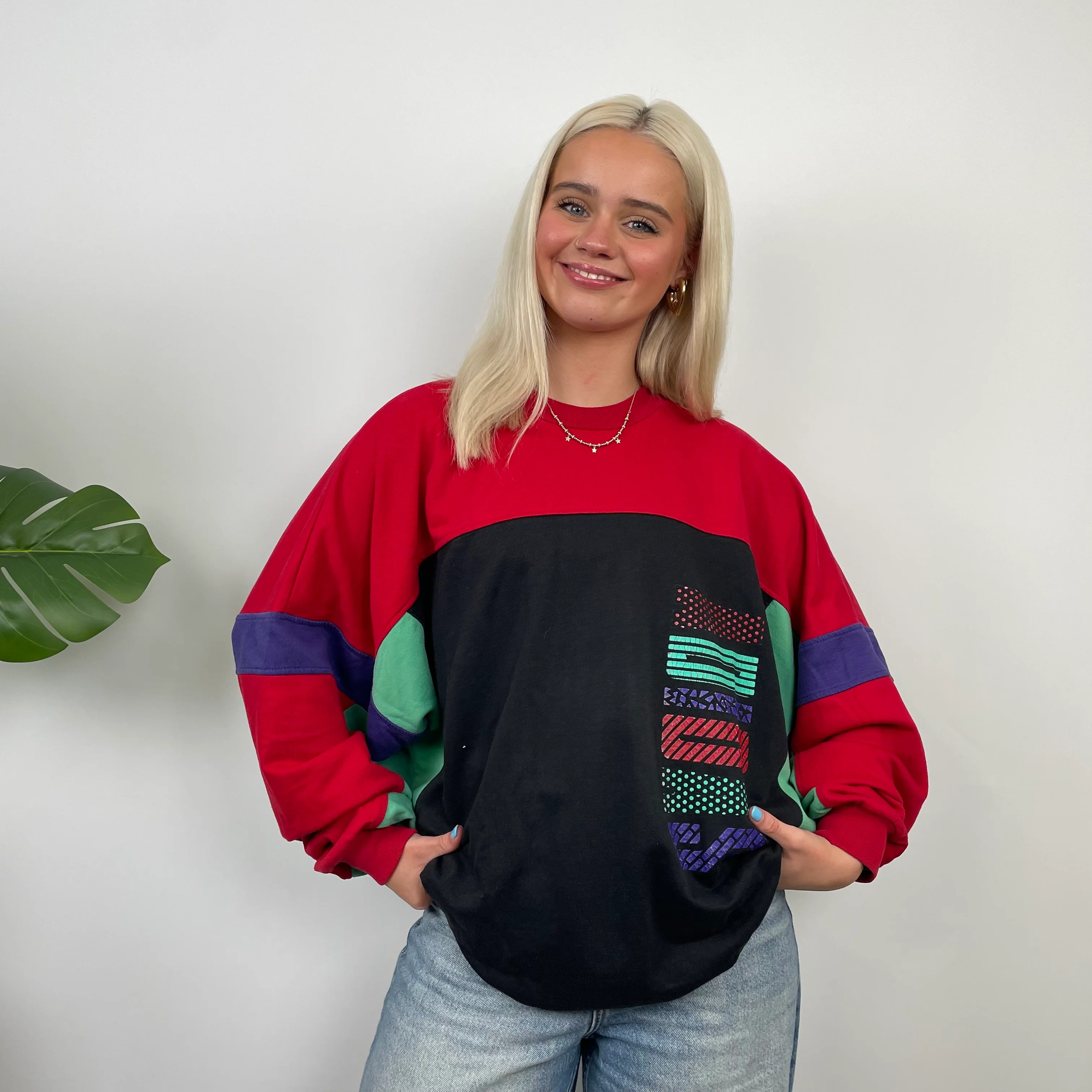 Adidas Colour Block Spell Out Sweatshirt (M) - Image 3