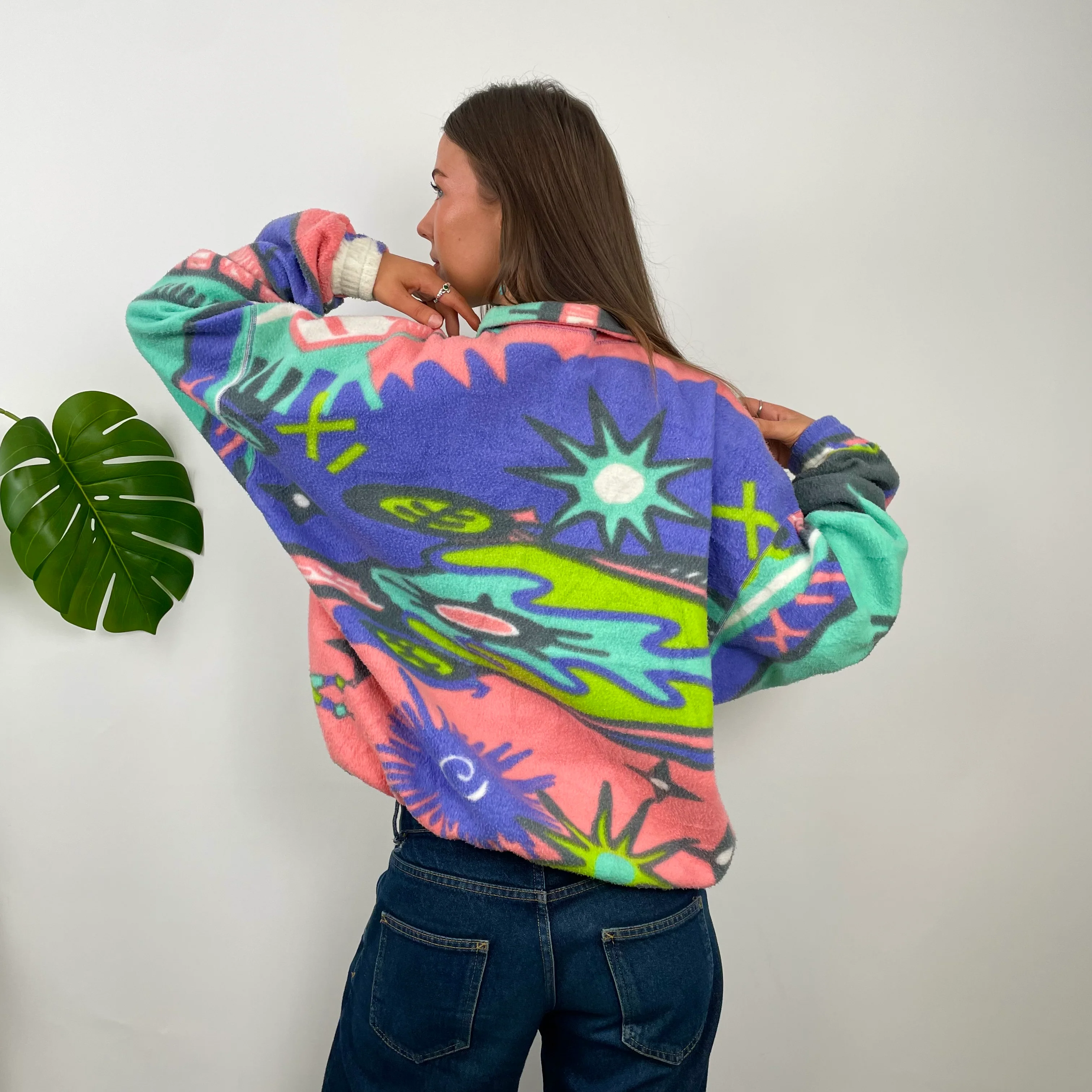 Adidas Colour Block Teddy Bear Quarter Zip Up Fleece - Image 6