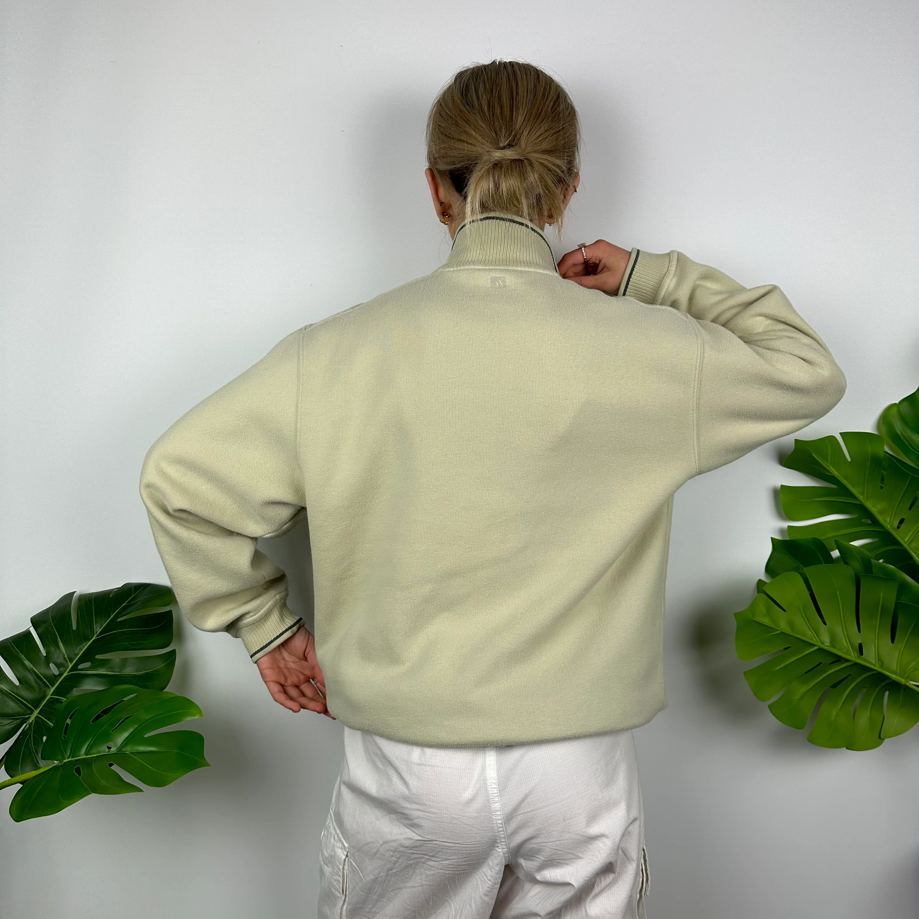 Adidas Cream Embroidered Spell Out Quarter Zip Sweatshirt (M) - Image 5