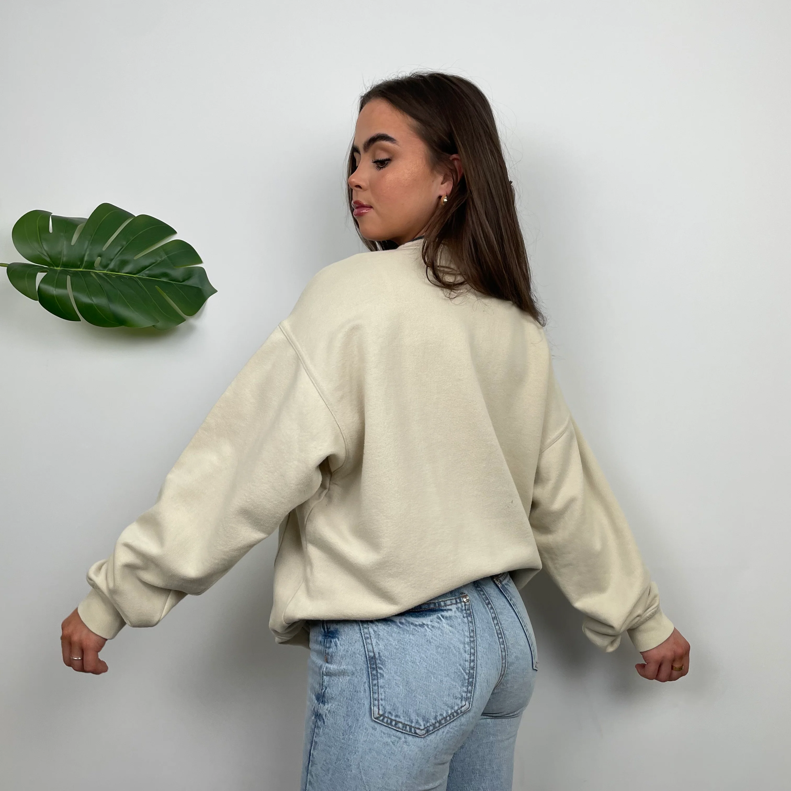 Adidas Cream Embroidered Spell Out Sweatshirt (L) - Image 3