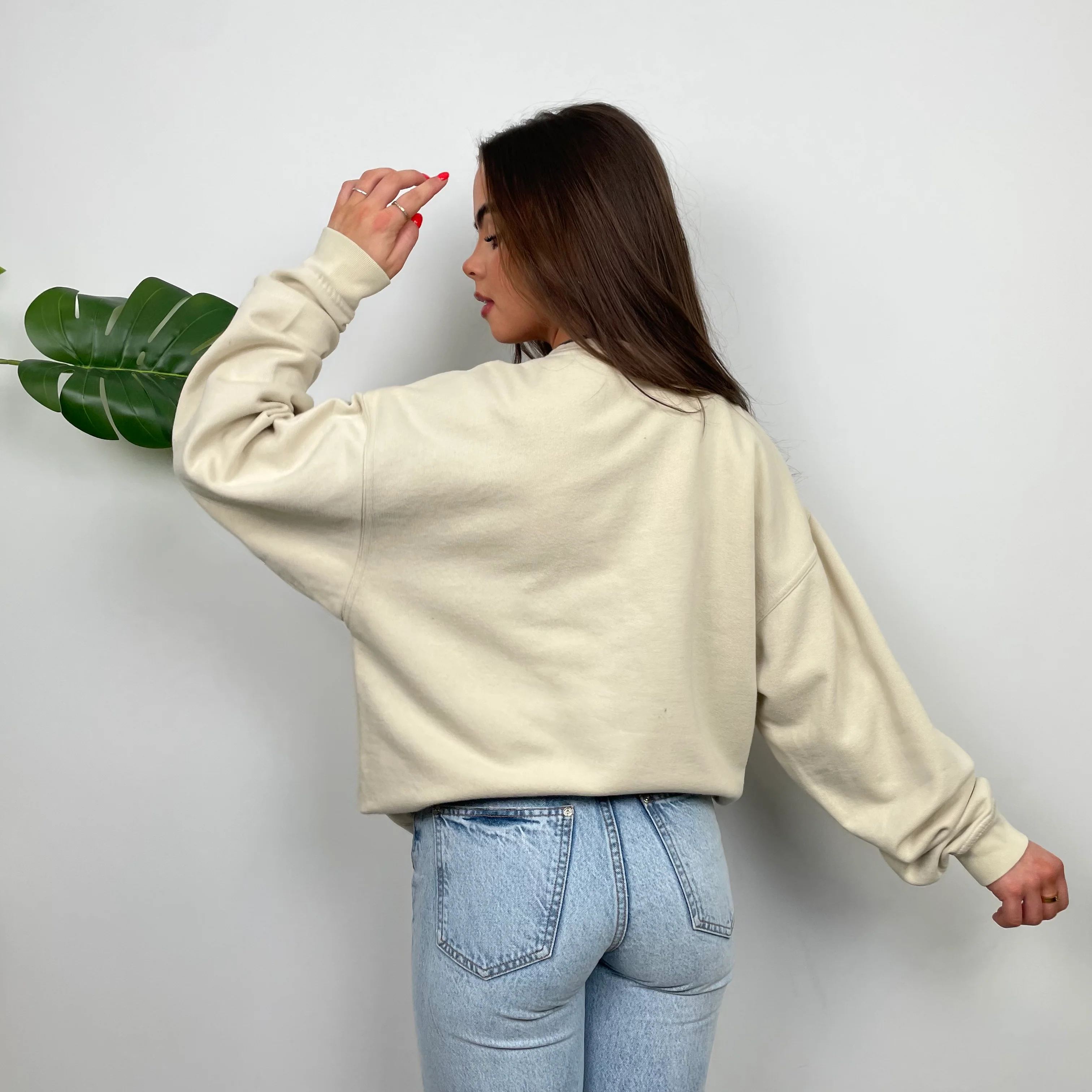 Adidas Cream Embroidered Spell Out Sweatshirt (L) - Image 6