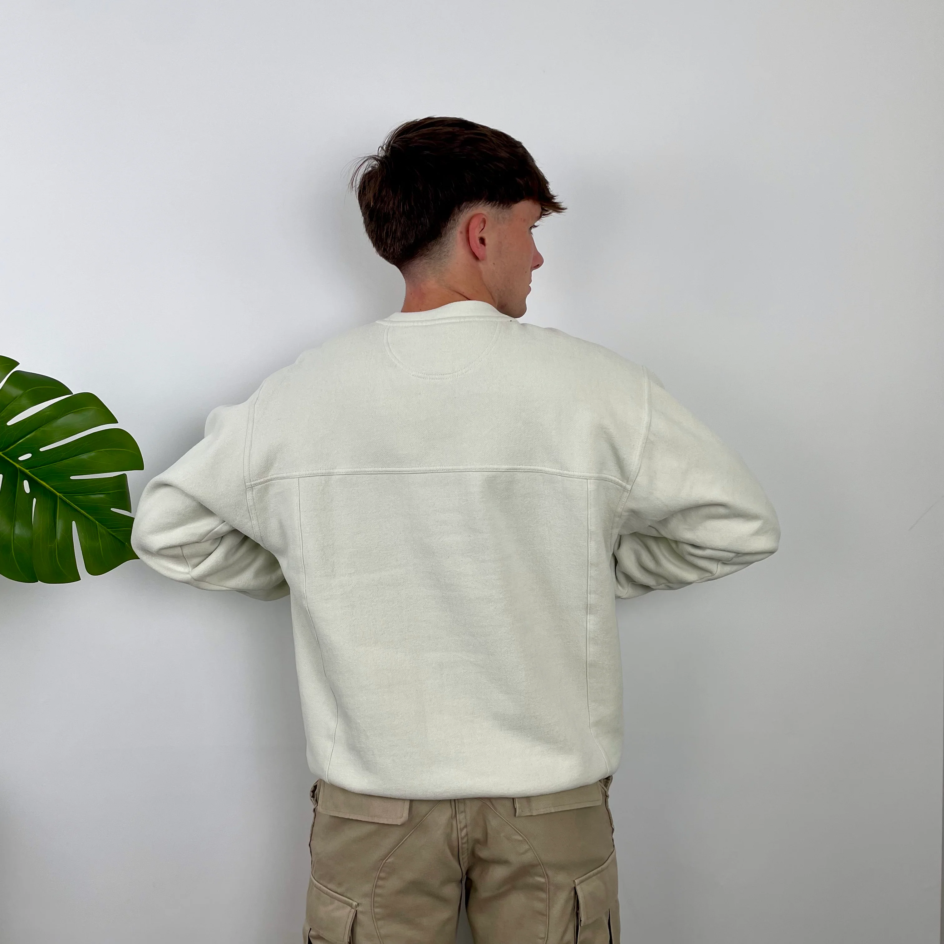 Adidas Cream Embroidered Spell Out Sweatshirt (M) - Image 5