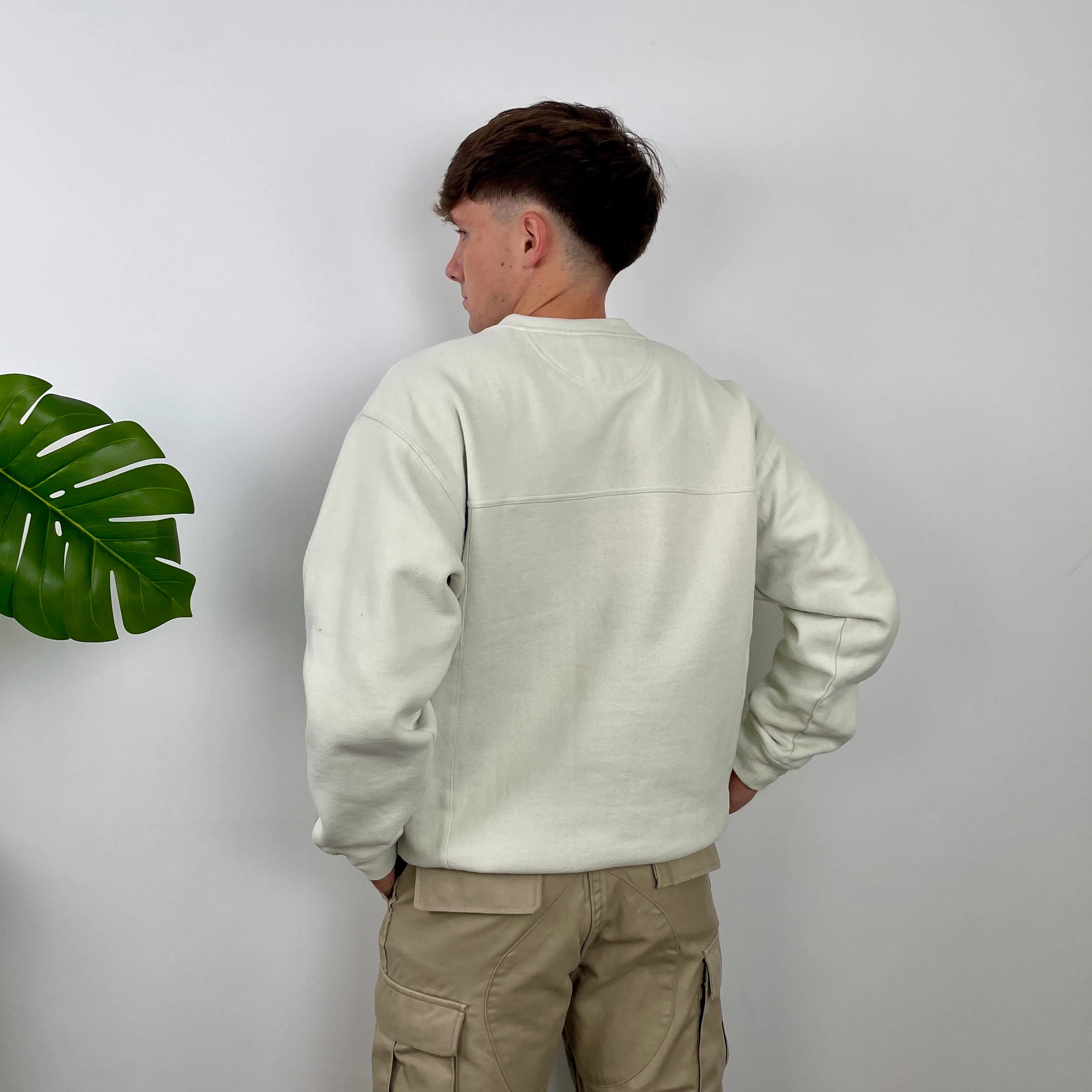 Adidas Cream Embroidered Spell Out Sweatshirt (M) - Image 6