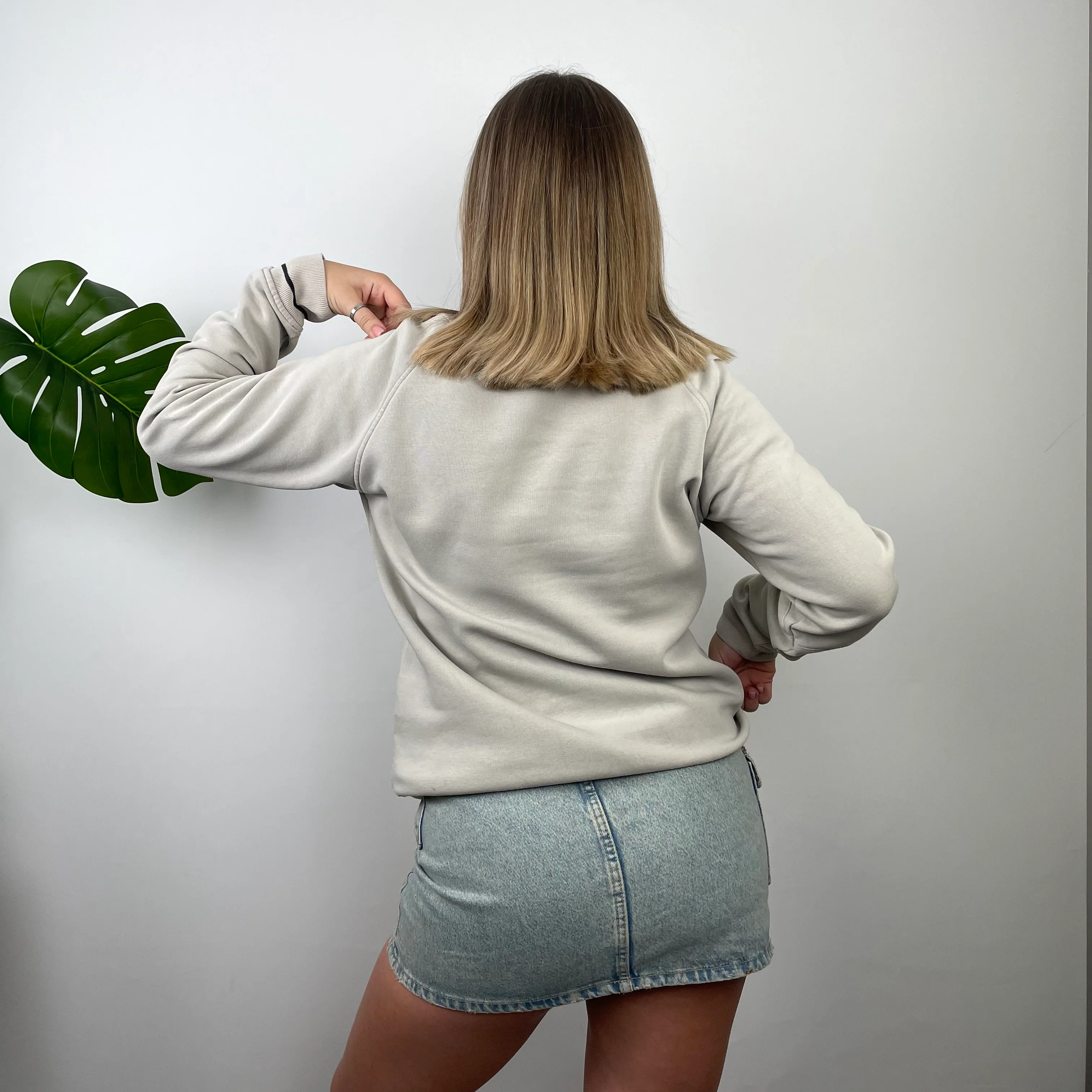 Adidas Cream Embroidered Spell Out Sweatshirt (S) - Image 4