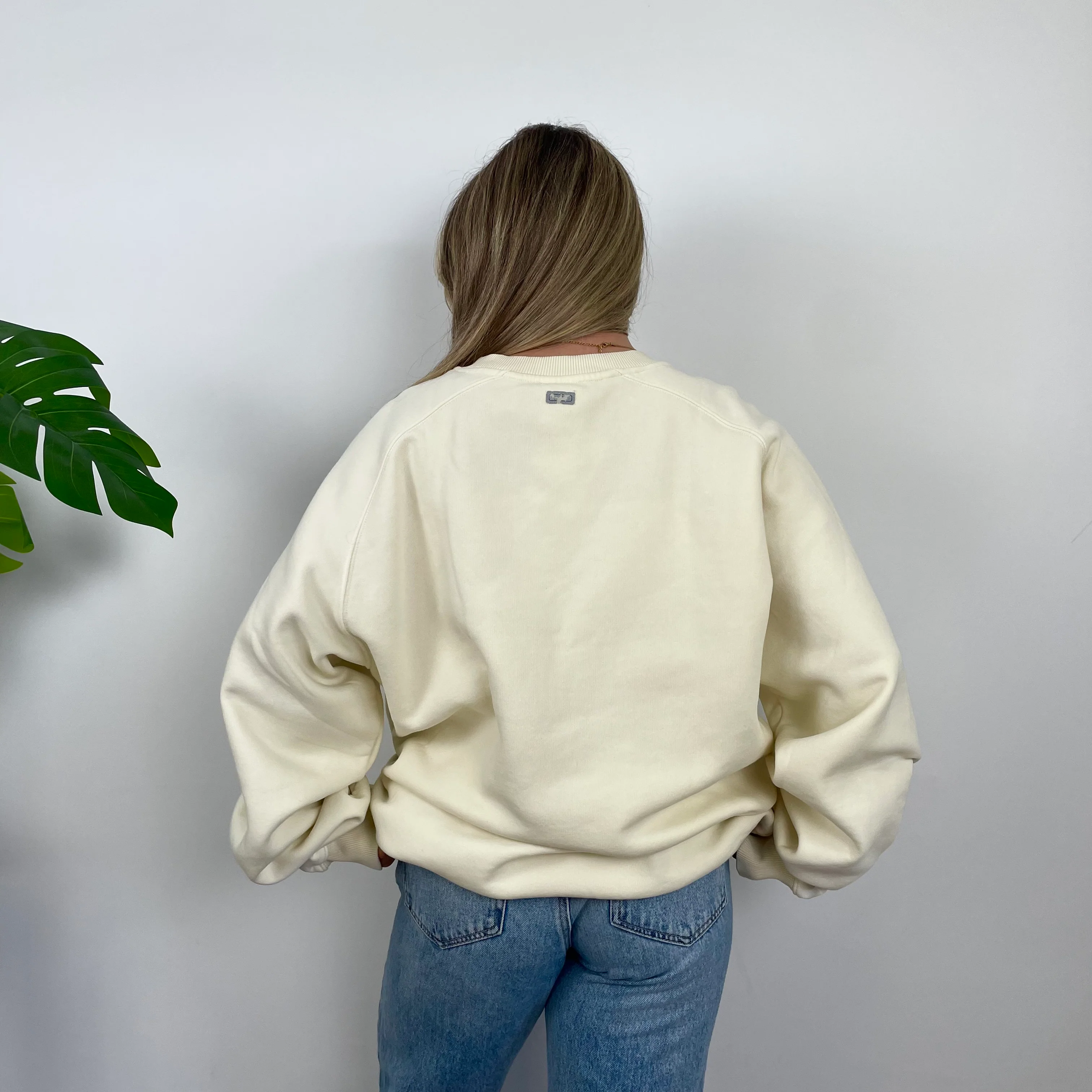 Adidas Cream Embroidered Spell Out Sweatshirt (XL) - Image 5