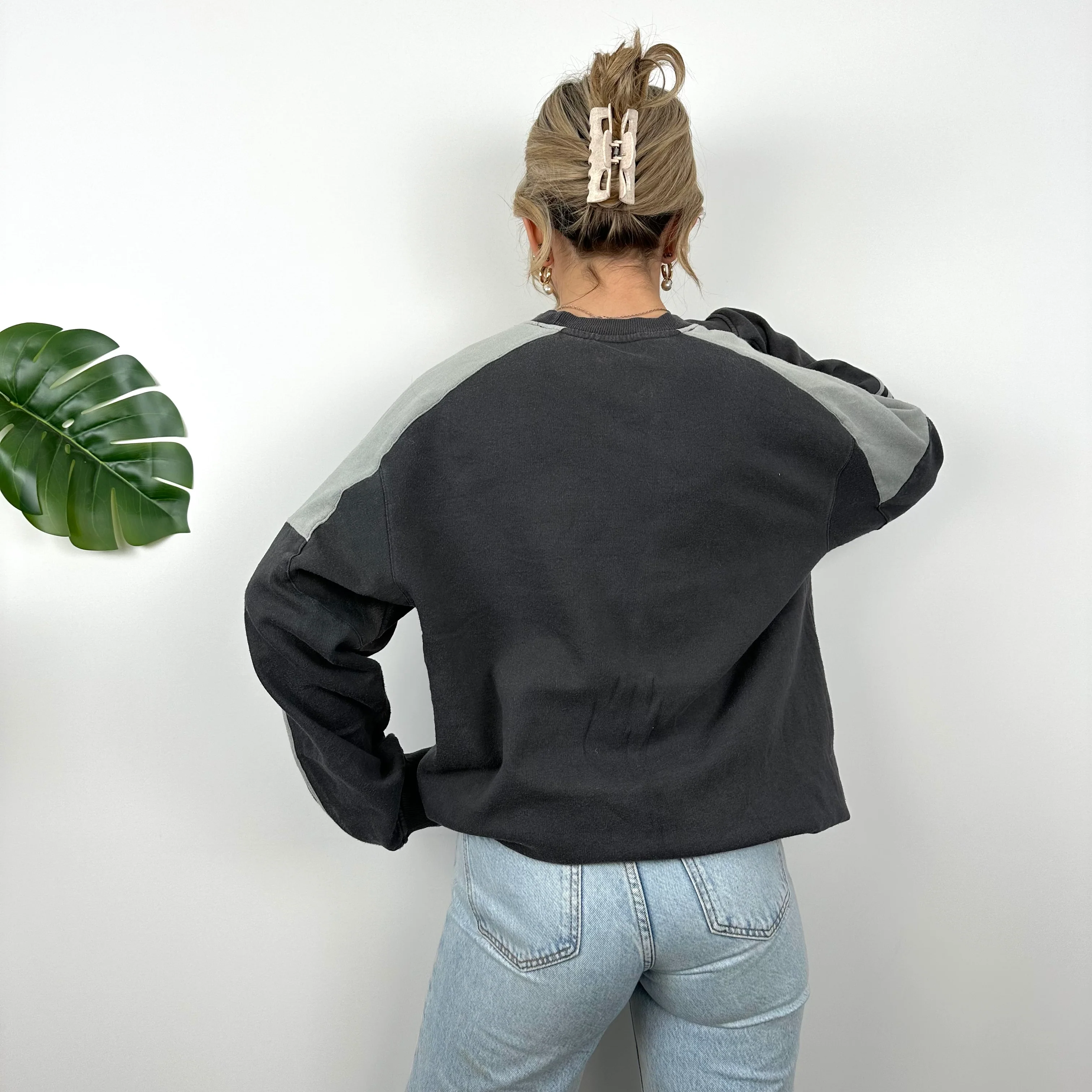 Adidas Dark Grey Embroidered Spell Out Sweatshirt (L) - Image 6