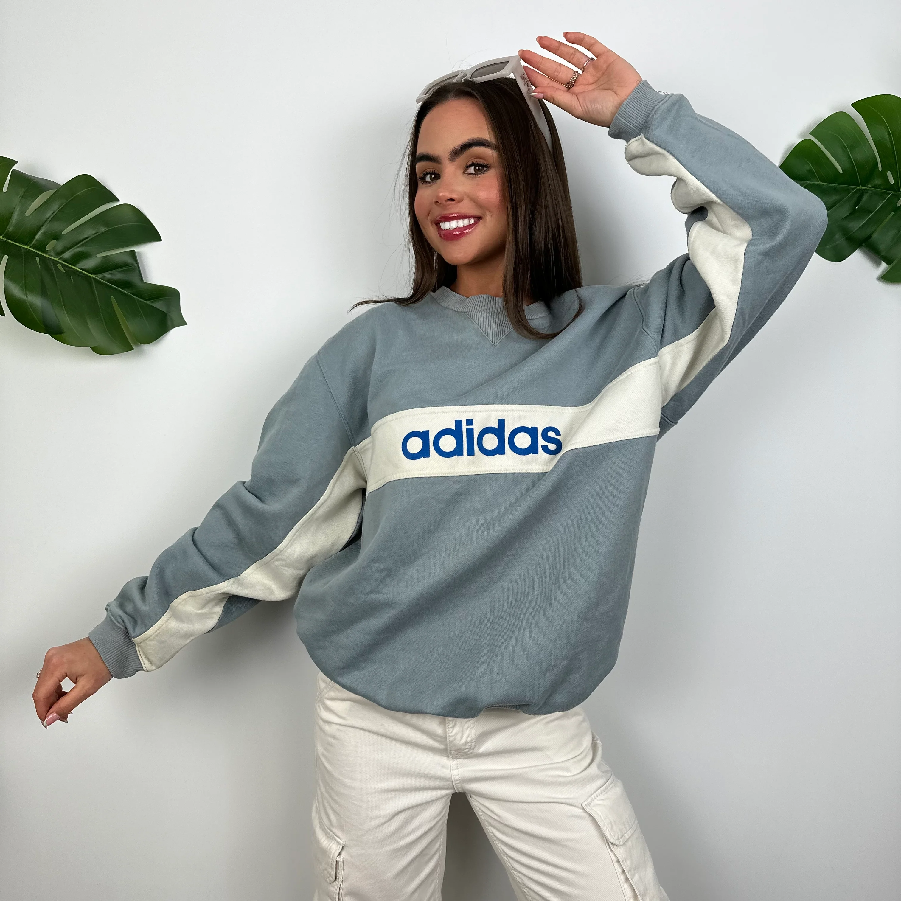 Adidas Dusty Blue Spell Out Sweatshirt (L) - Image 2