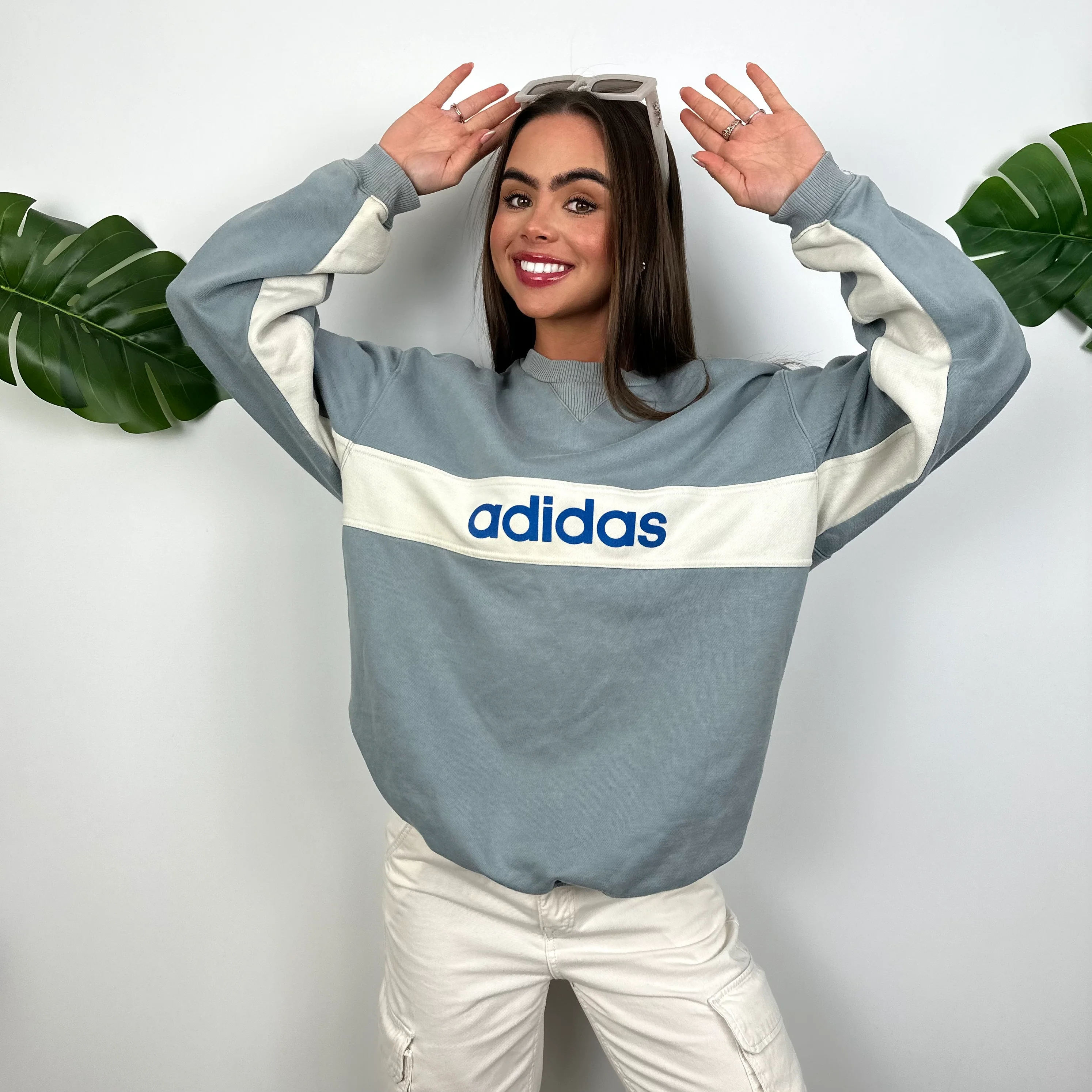 Adidas Dusty Blue Spell Out Sweatshirt (L) - Image 6
