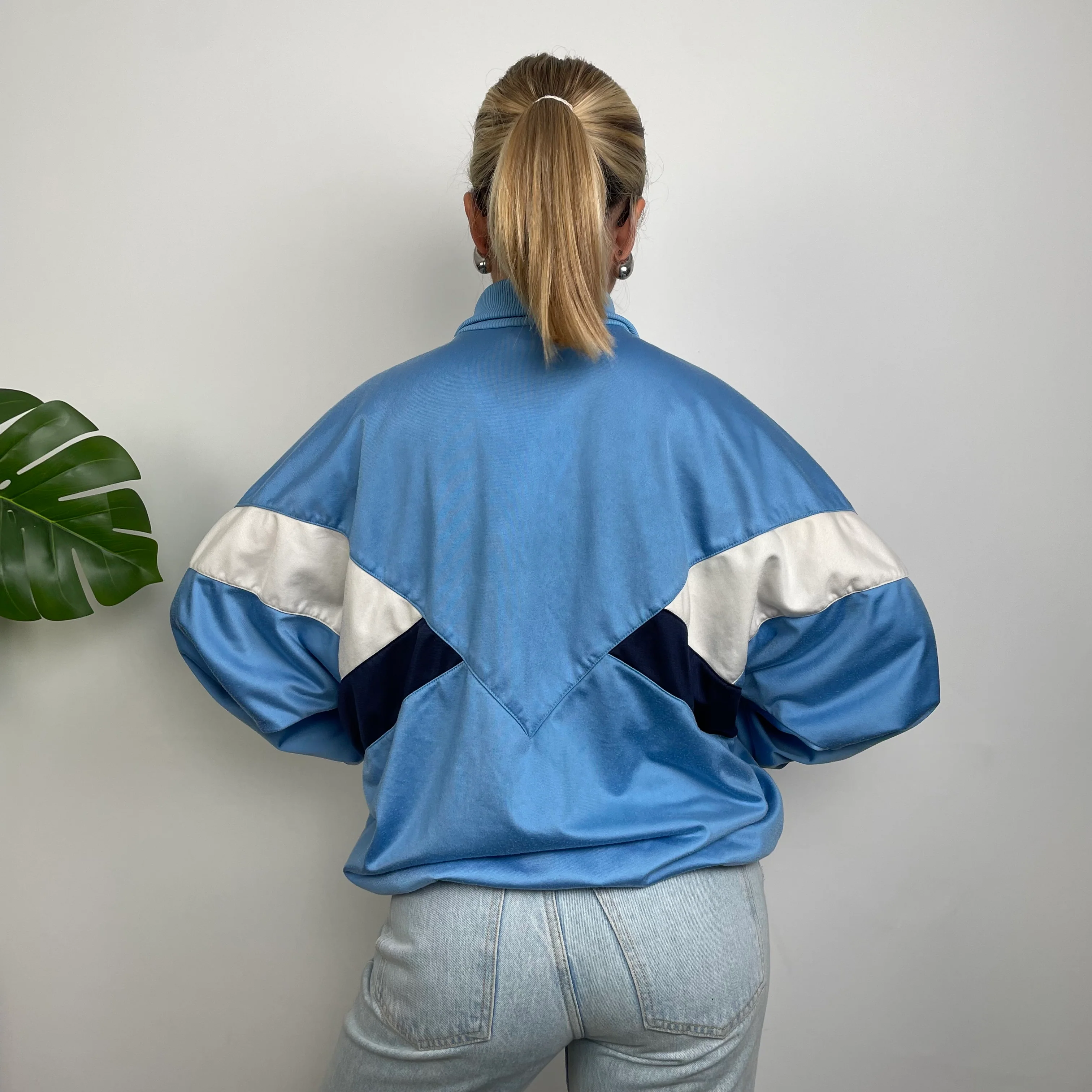 Adidas Embroidered Spell Out Blue Zip Up Track Jacket (M) - Image 4