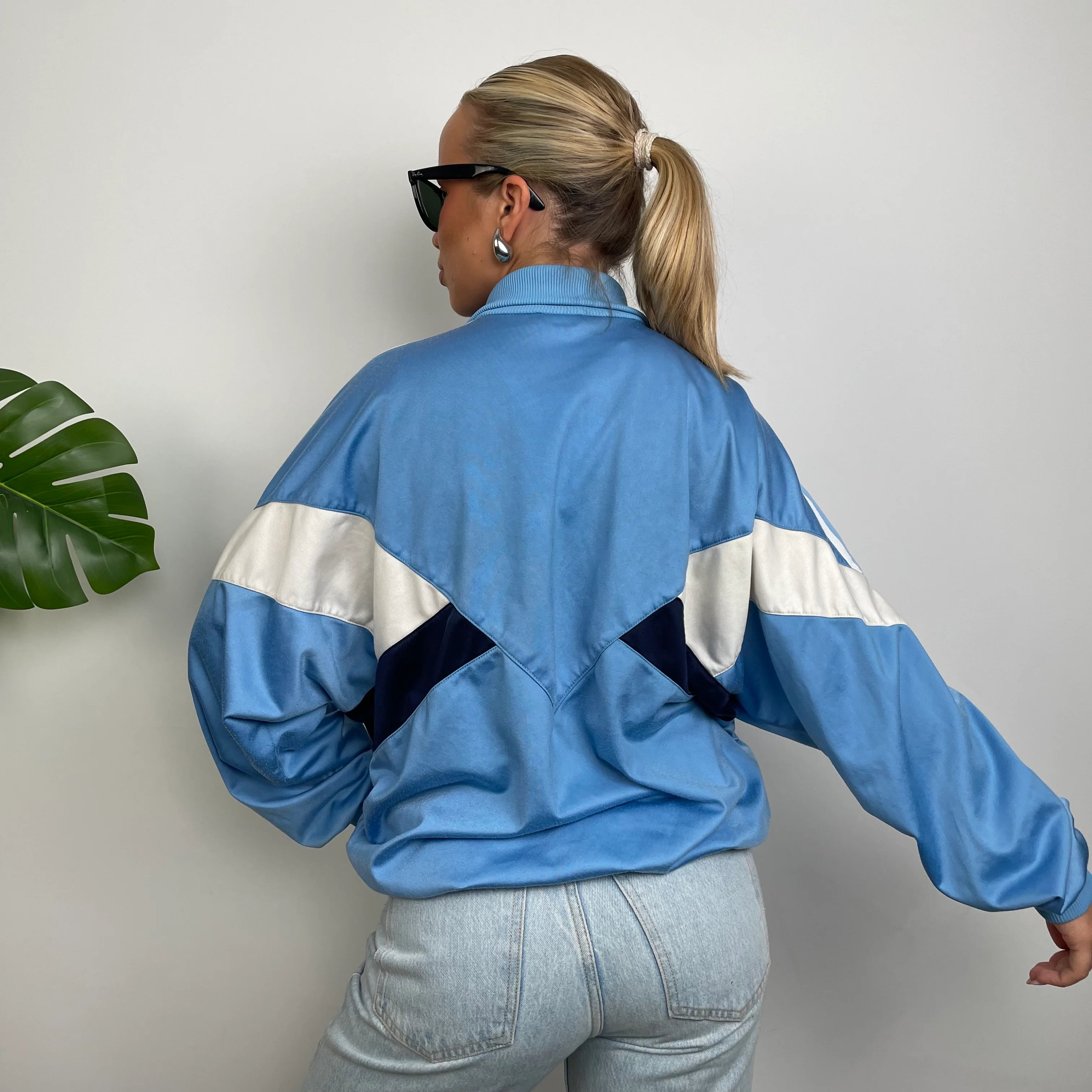Adidas Embroidered Spell Out Blue Zip Up Track Jacket (M) - Image 7