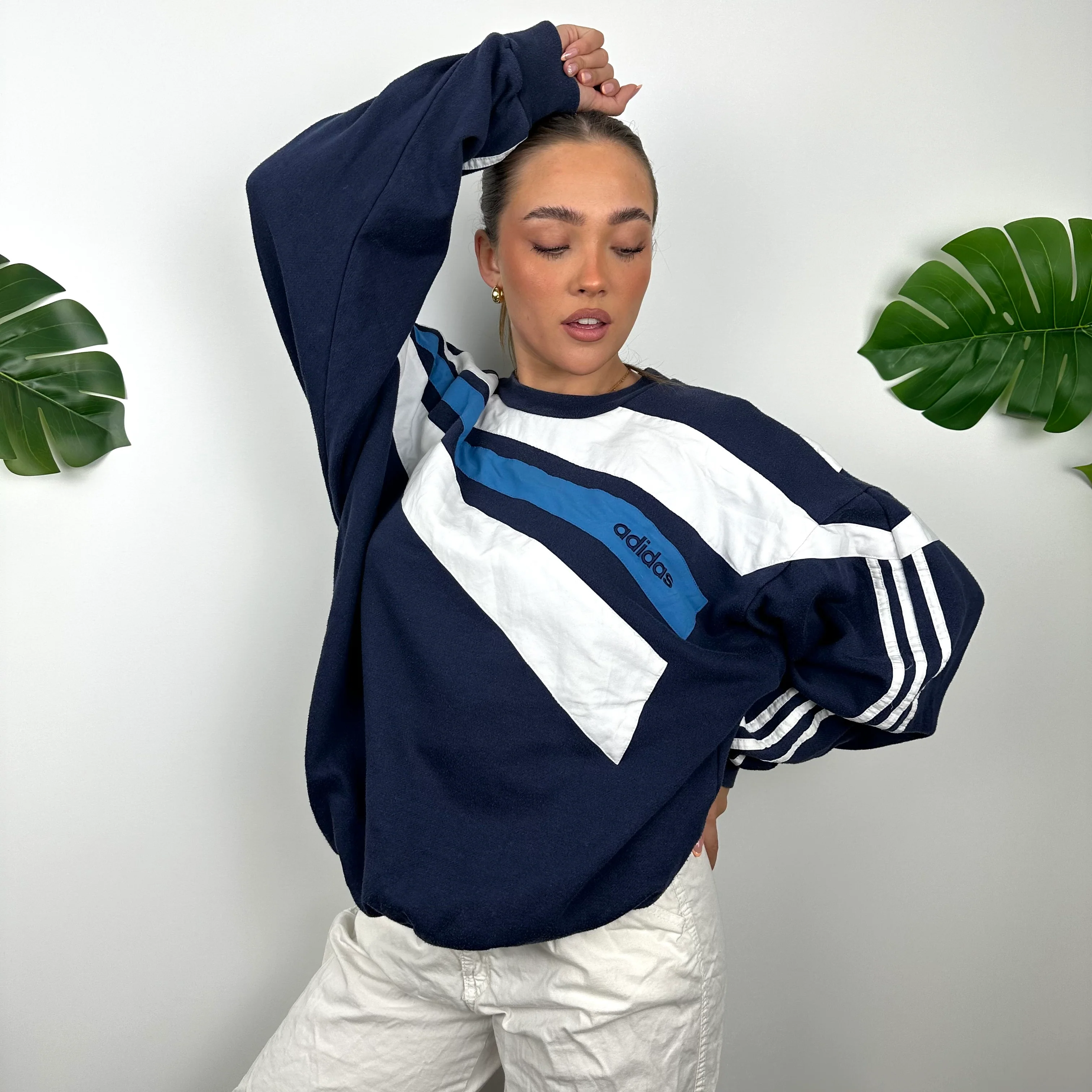 Adidas Embroidered Spell Out Colour Block Sweatshirt (M) - Image 6