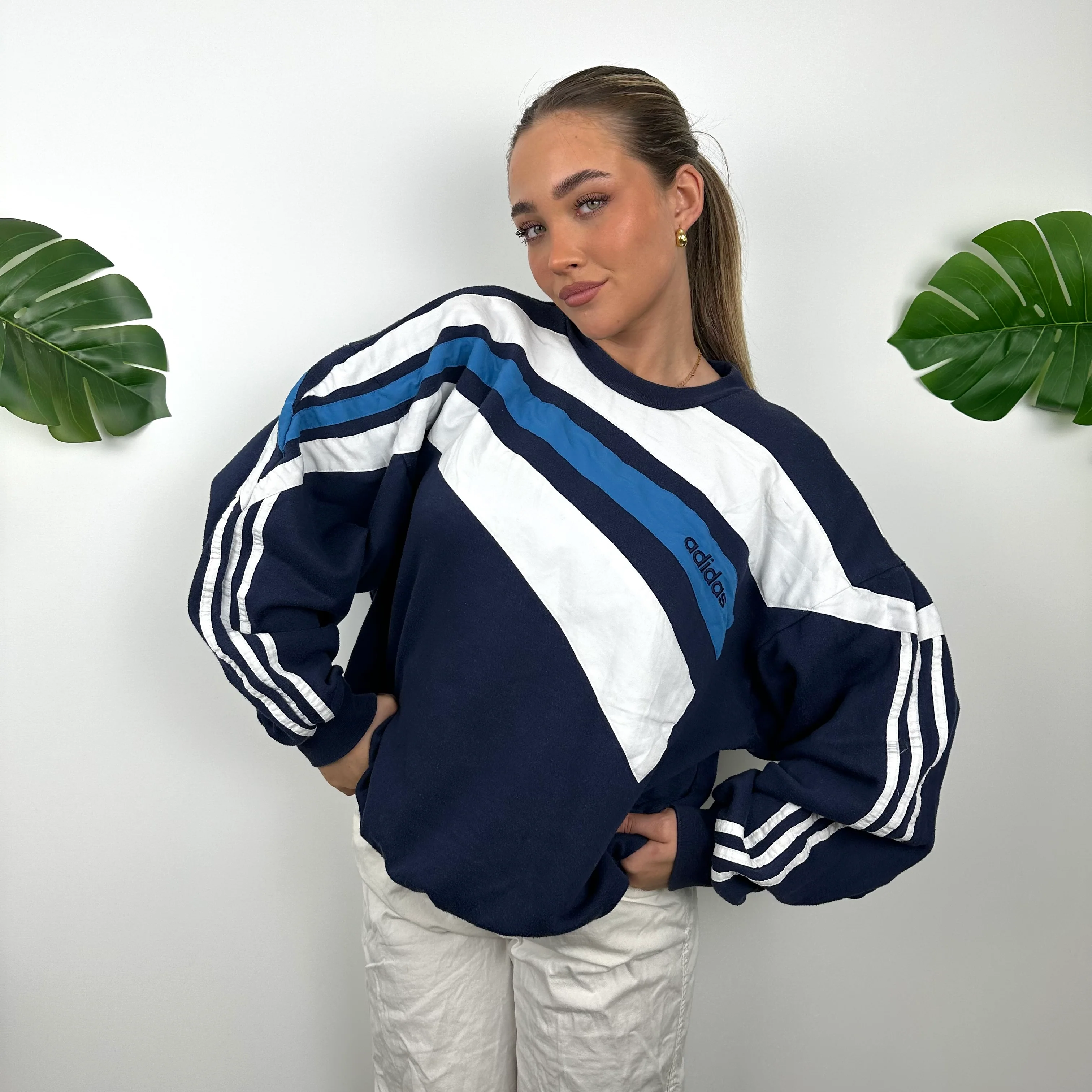 Adidas Embroidered Spell Out Colour Block Sweatshirt (M) - Image 7