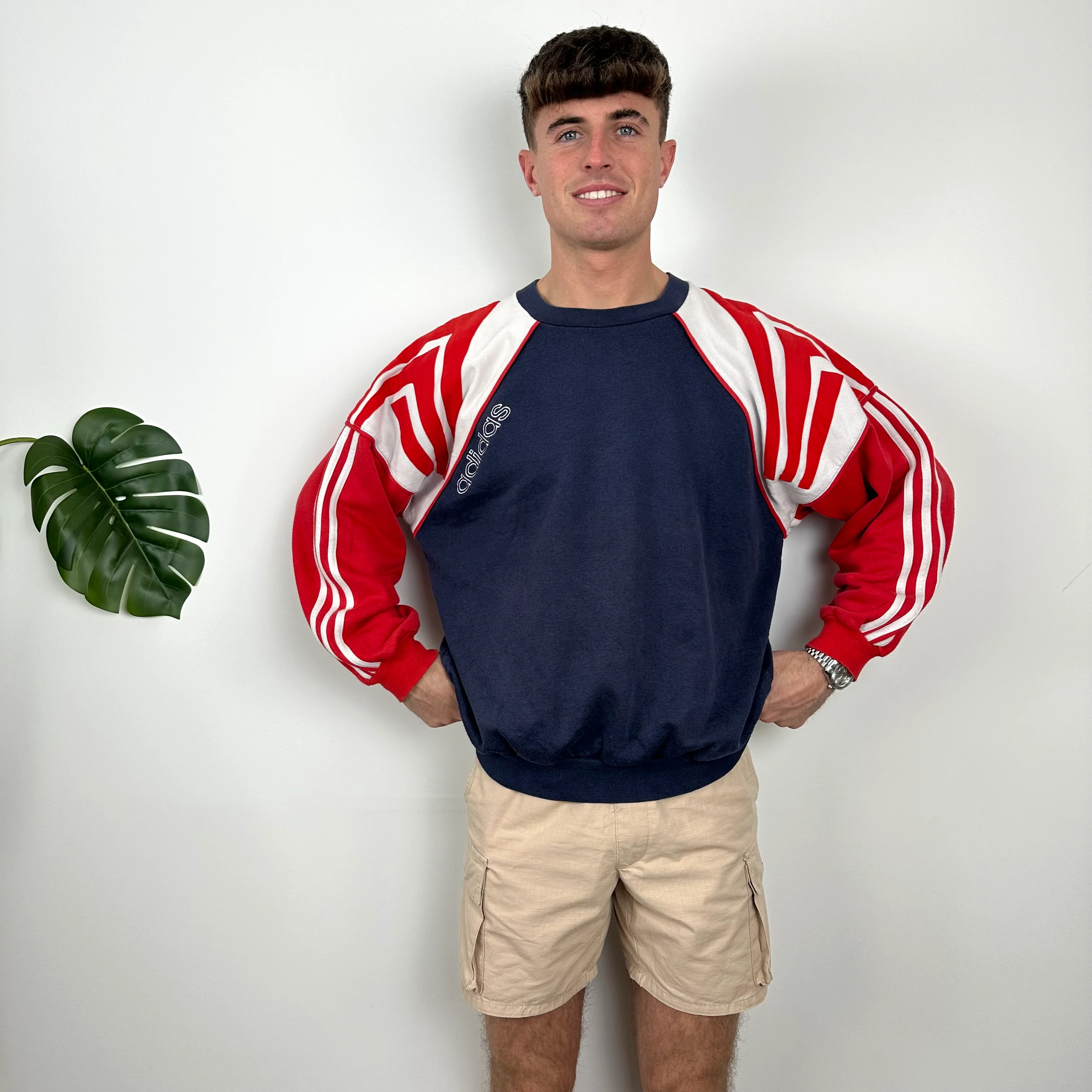 Adidas Embroidered Spell Out Colour Block Sweatshirt (L)