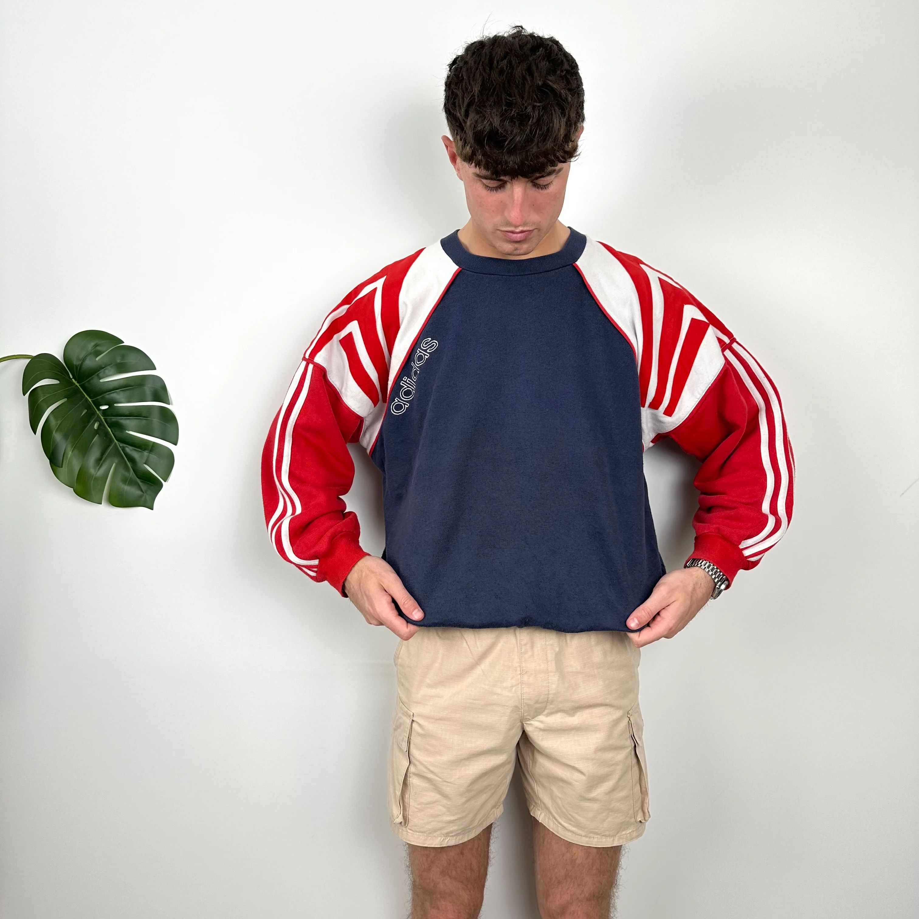 Adidas Embroidered Spell Out Colour Block Sweatshirt (L) - Image 3