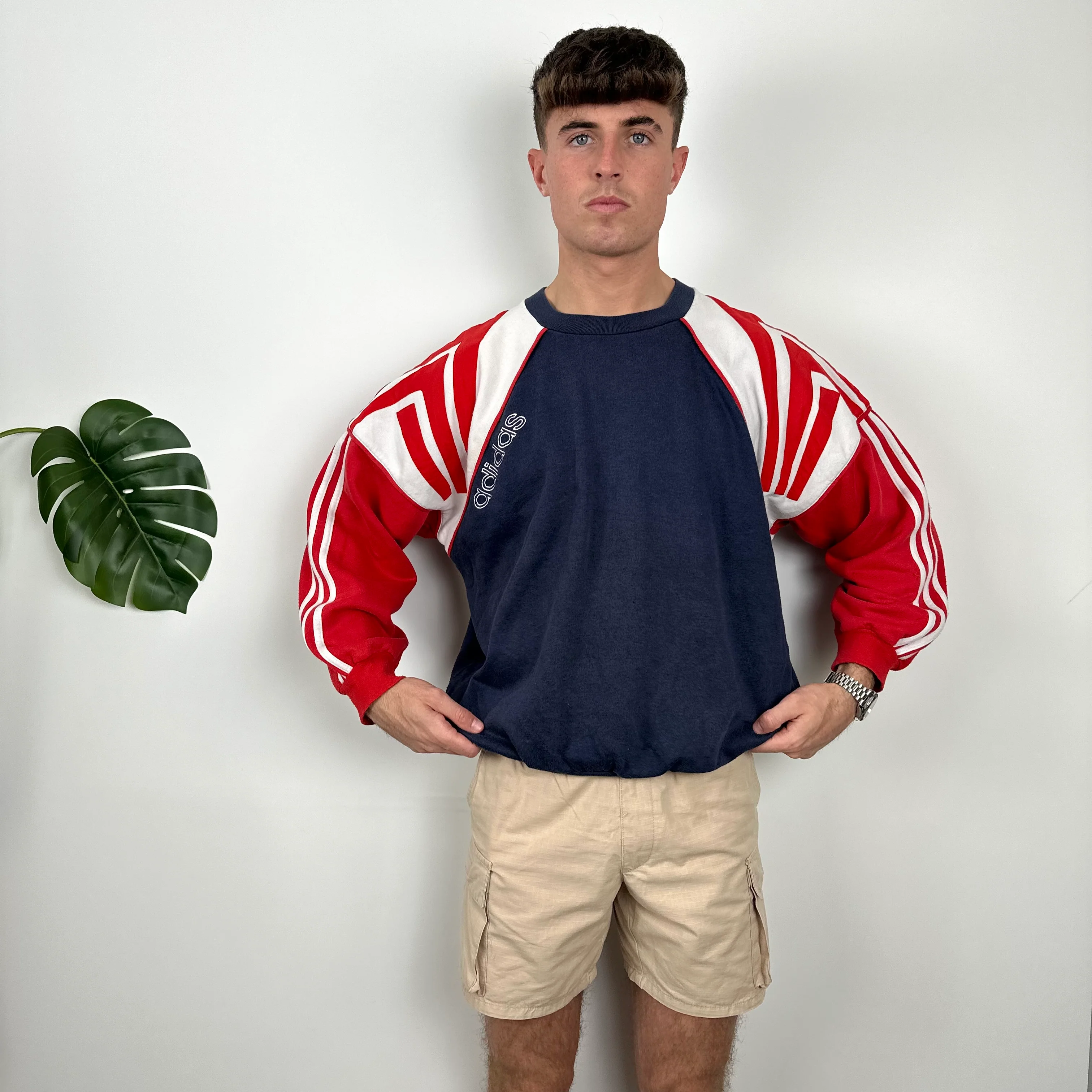 Adidas Embroidered Spell Out Colour Block Sweatshirt (L) - Image 4