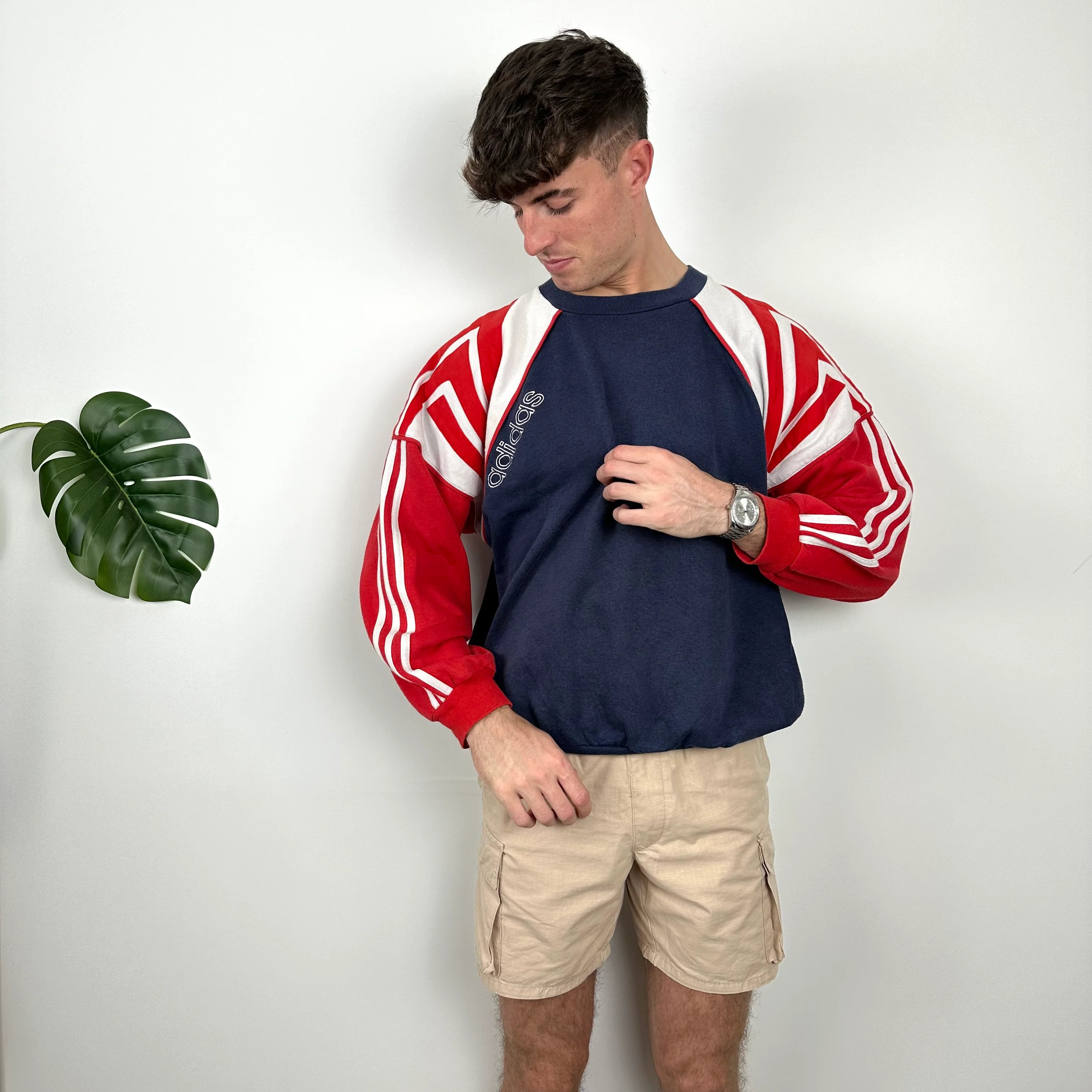 Adidas Embroidered Spell Out Colour Block Sweatshirt (L) - Image 5