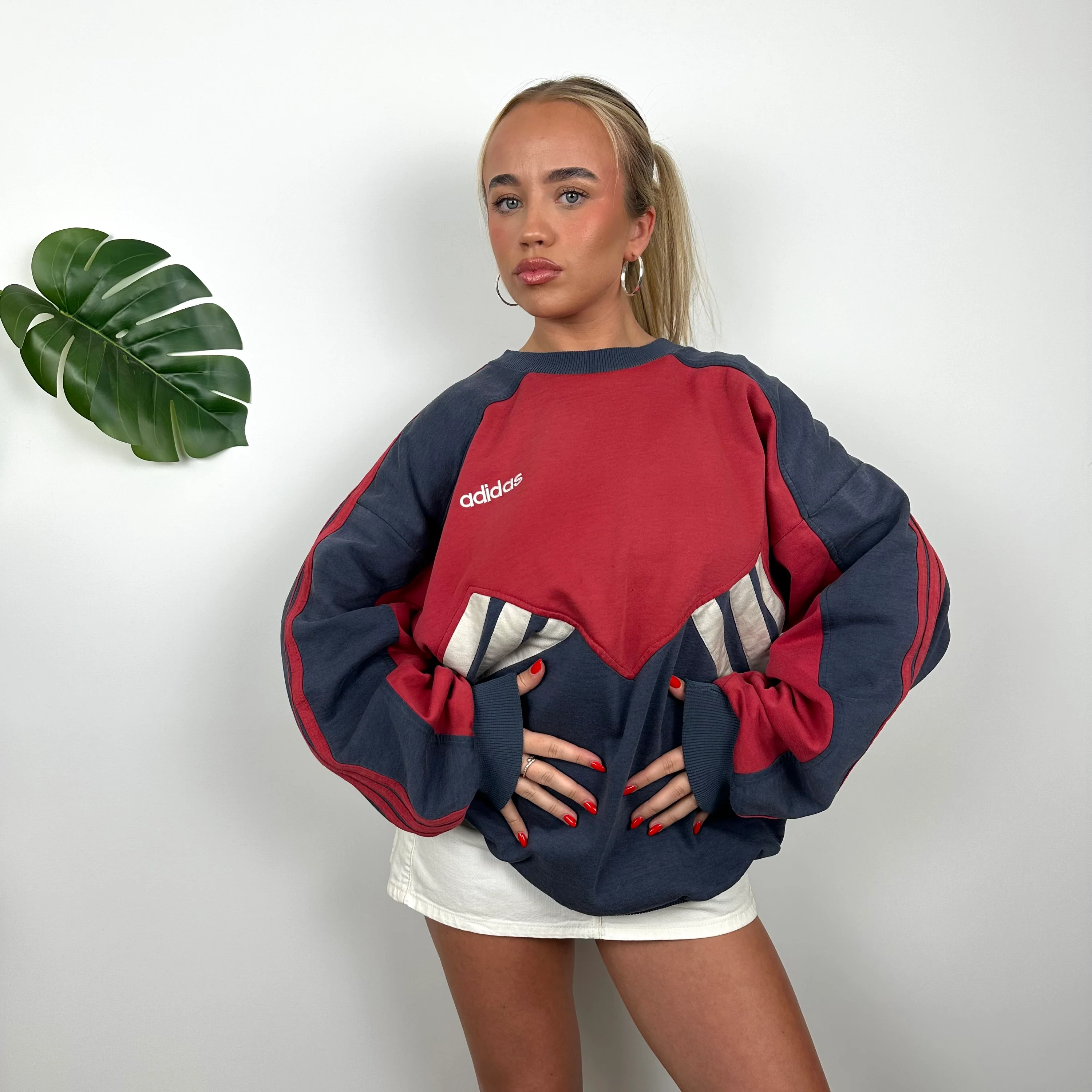 Adidas Embroidered Spell Out Colour Block Sweatshirt (XL) - Image 2
