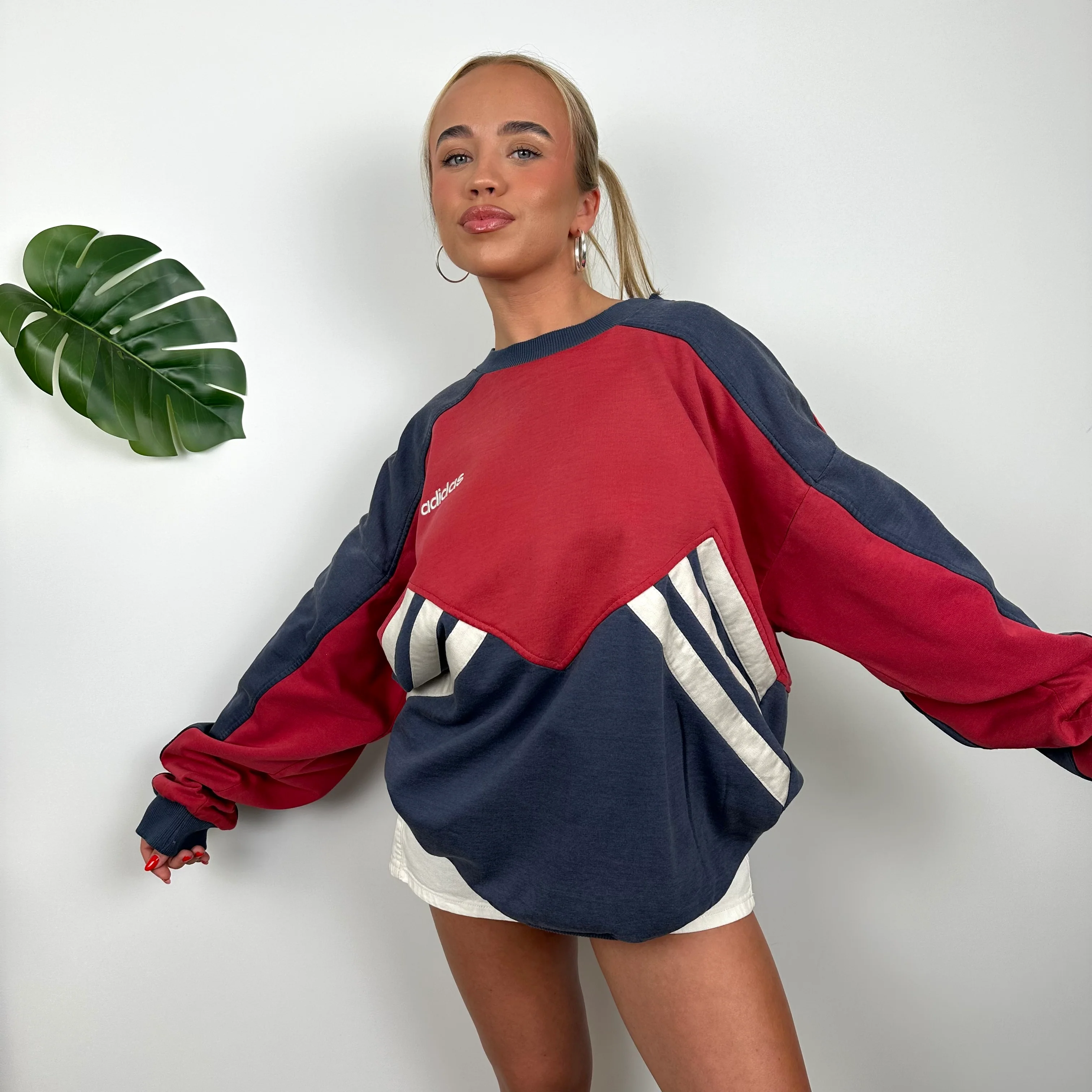 Adidas Embroidered Spell Out Colour Block Sweatshirt (XL) - Image 3