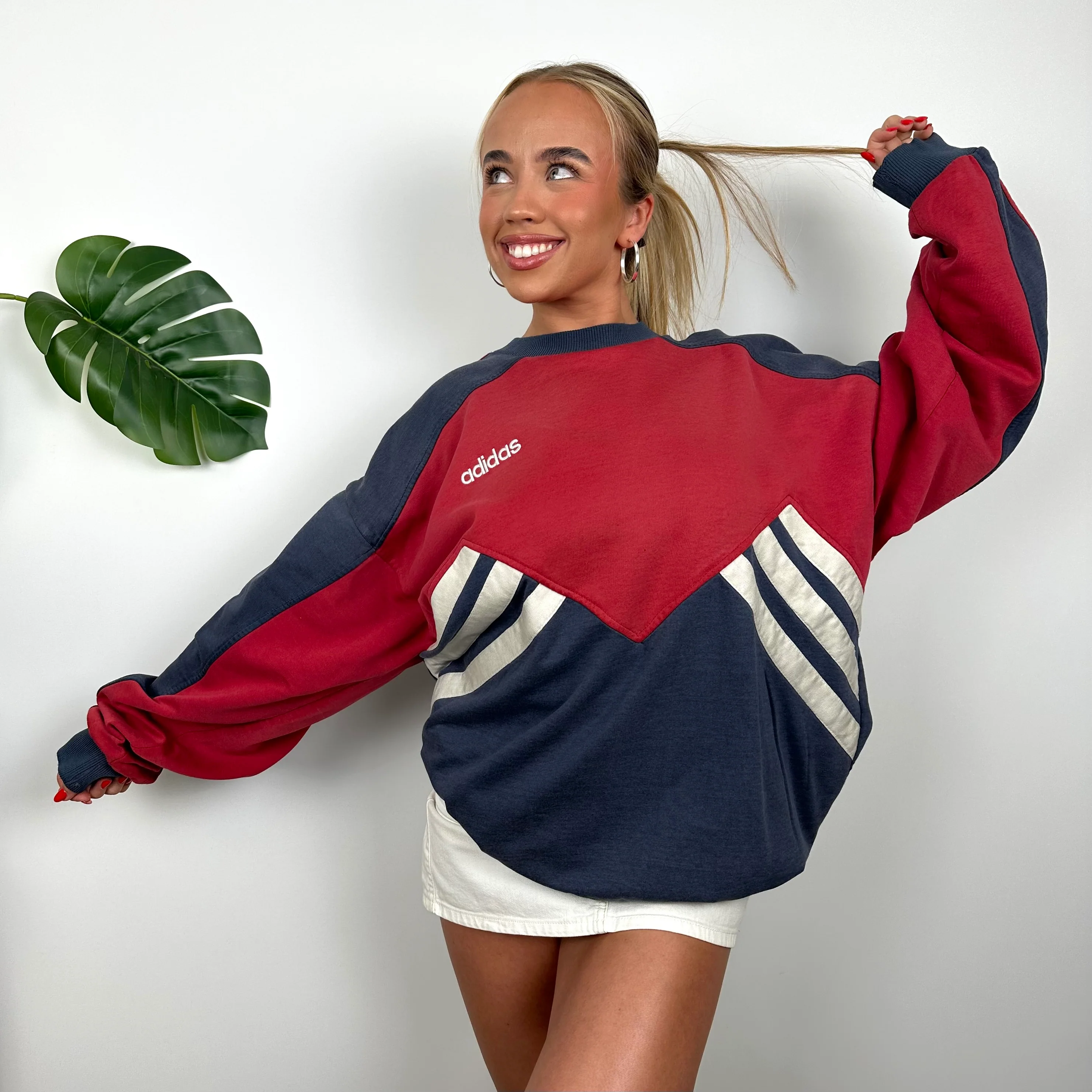 Adidas Embroidered Spell Out Colour Block Sweatshirt (XL) - Image 6