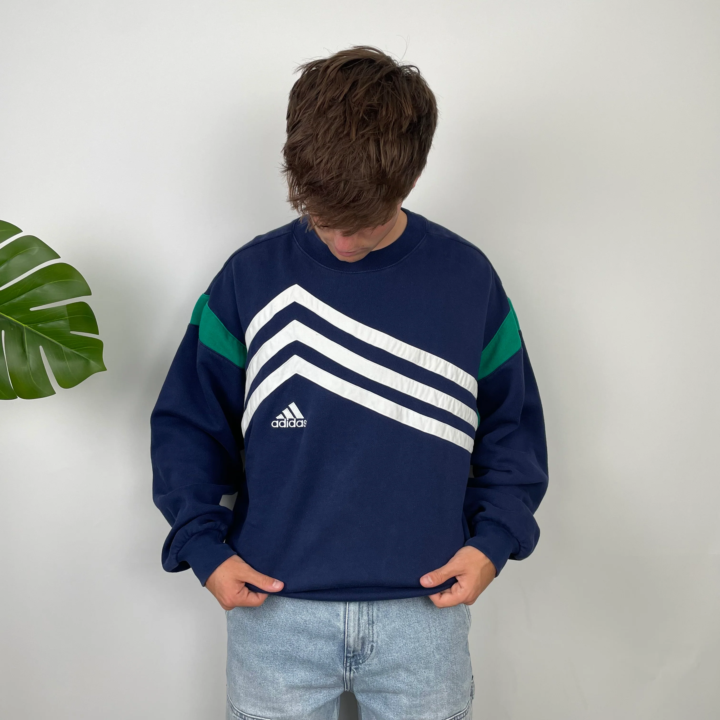 Adidas Embroidered Spell Out Colour Block Sweatshirt (L) - Image 3
