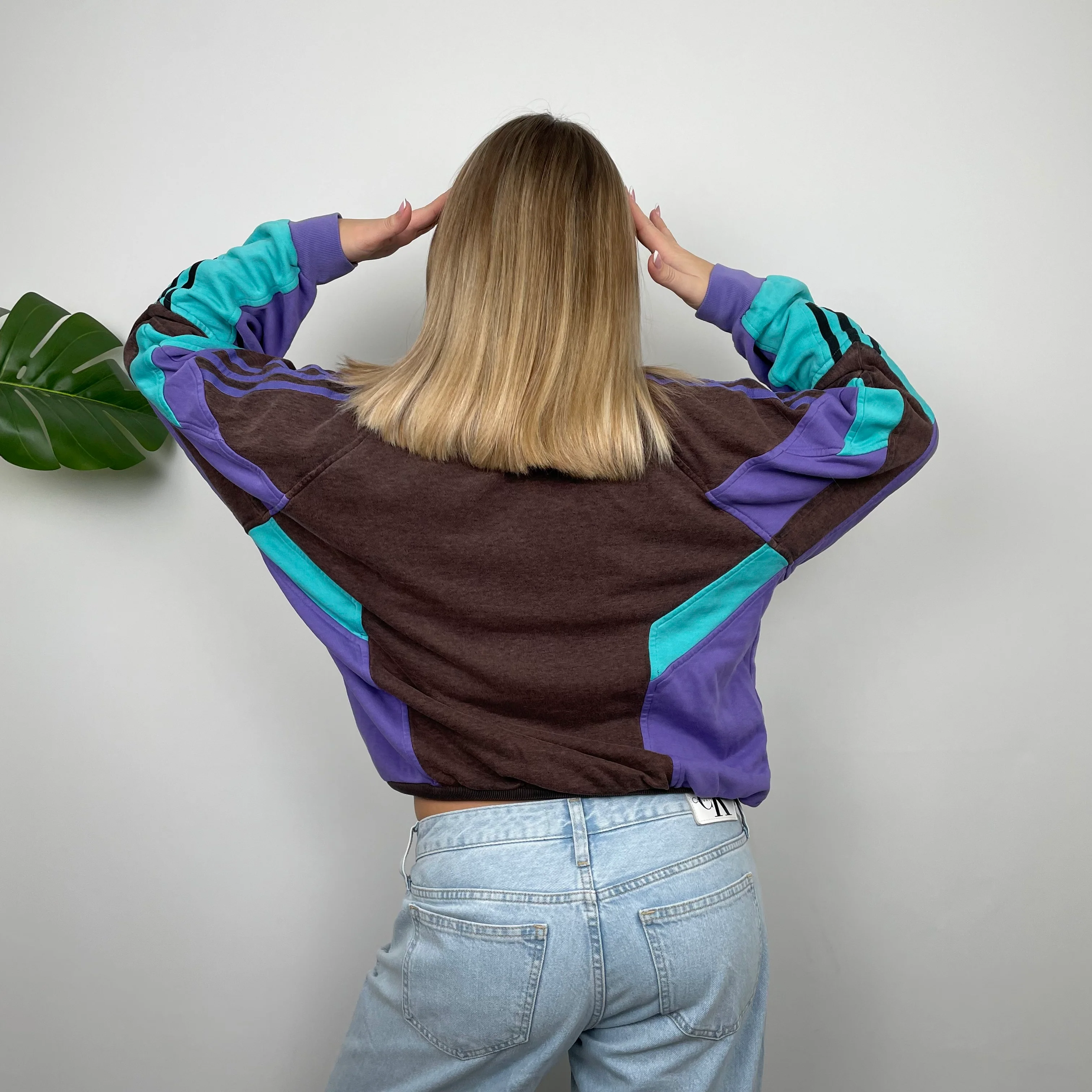 Adidas Embroidered Spell Out Colour Block Sweatshirt (S) - Image 3