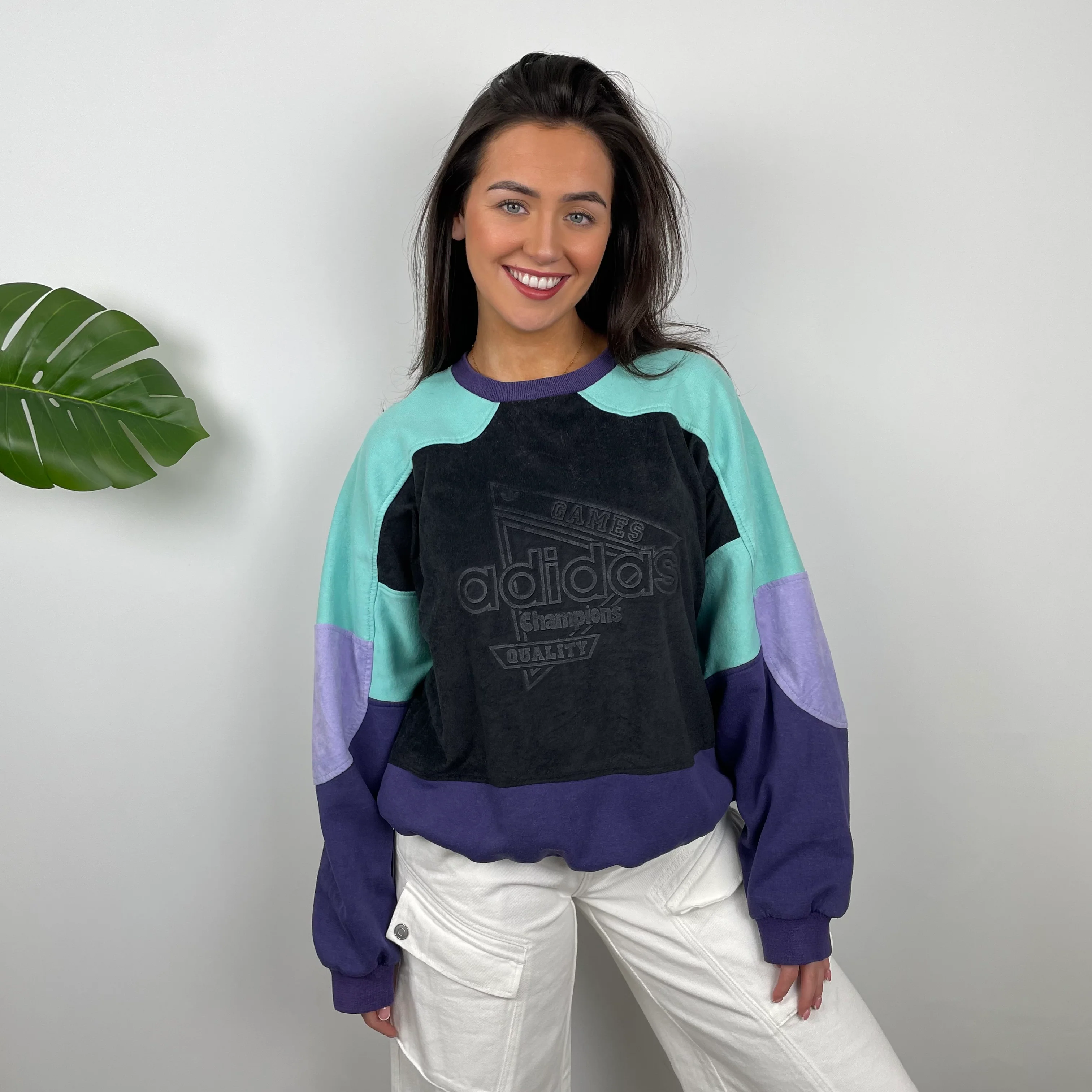 Adidas Embroidered Spell Out Colour Block Sweatshirt (M) - Image 10