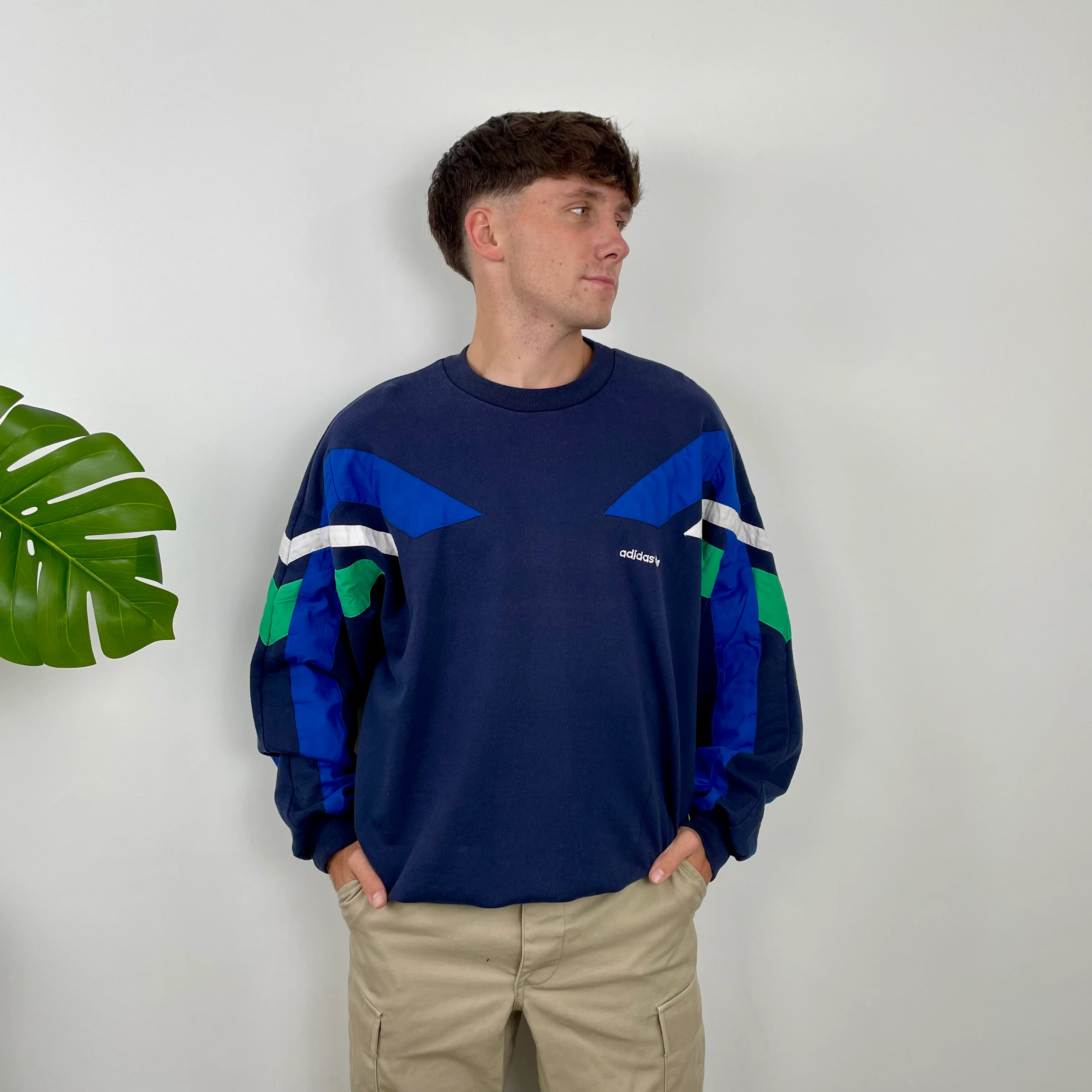Adidas Embroidered Spell Out Colour Block Sweatshirt (L) - Image 2