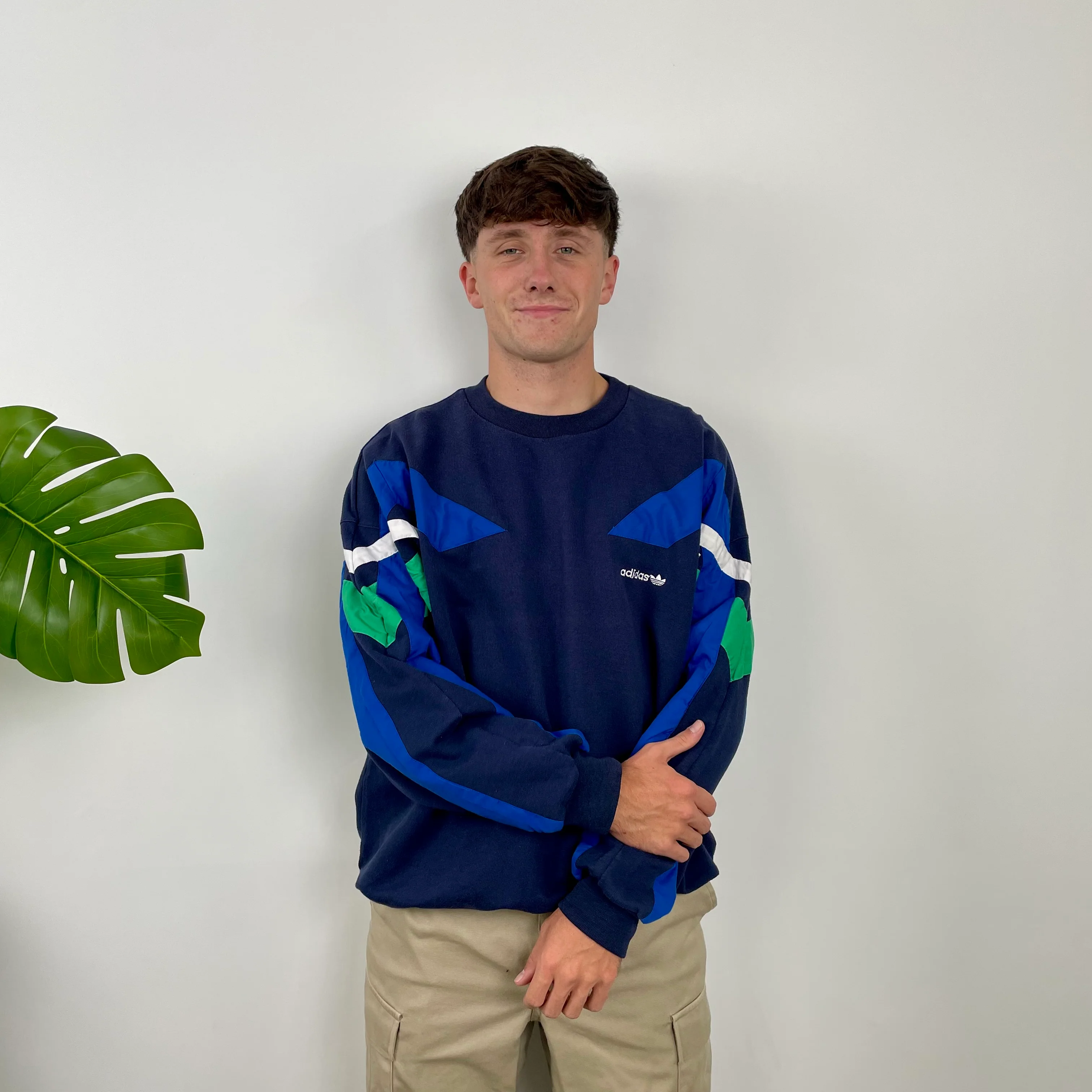 Adidas Embroidered Spell Out Colour Block Sweatshirt (L) - Image 3