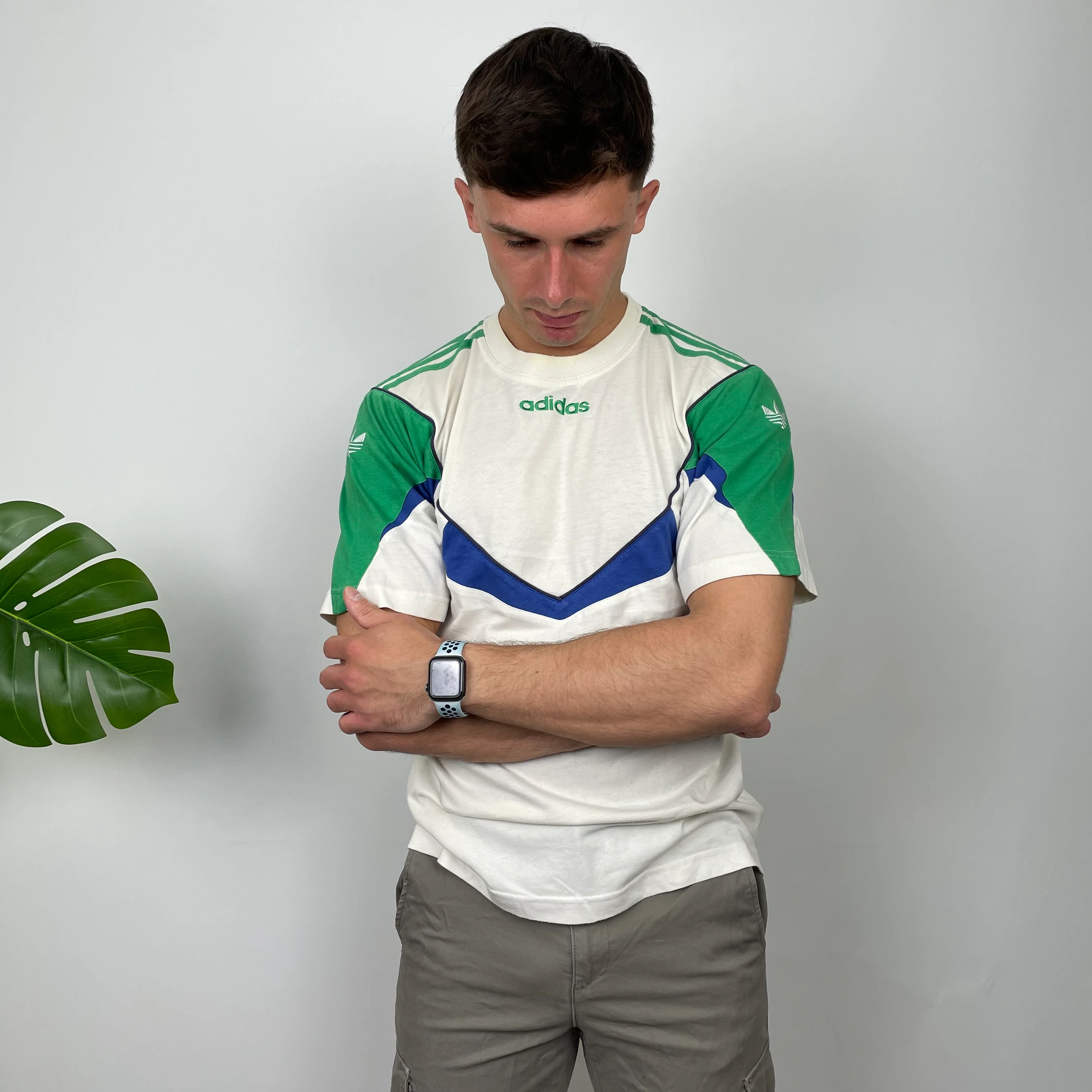 Adidas Embroidered Spell Out Colour Block T Shirt (M) - Image 2