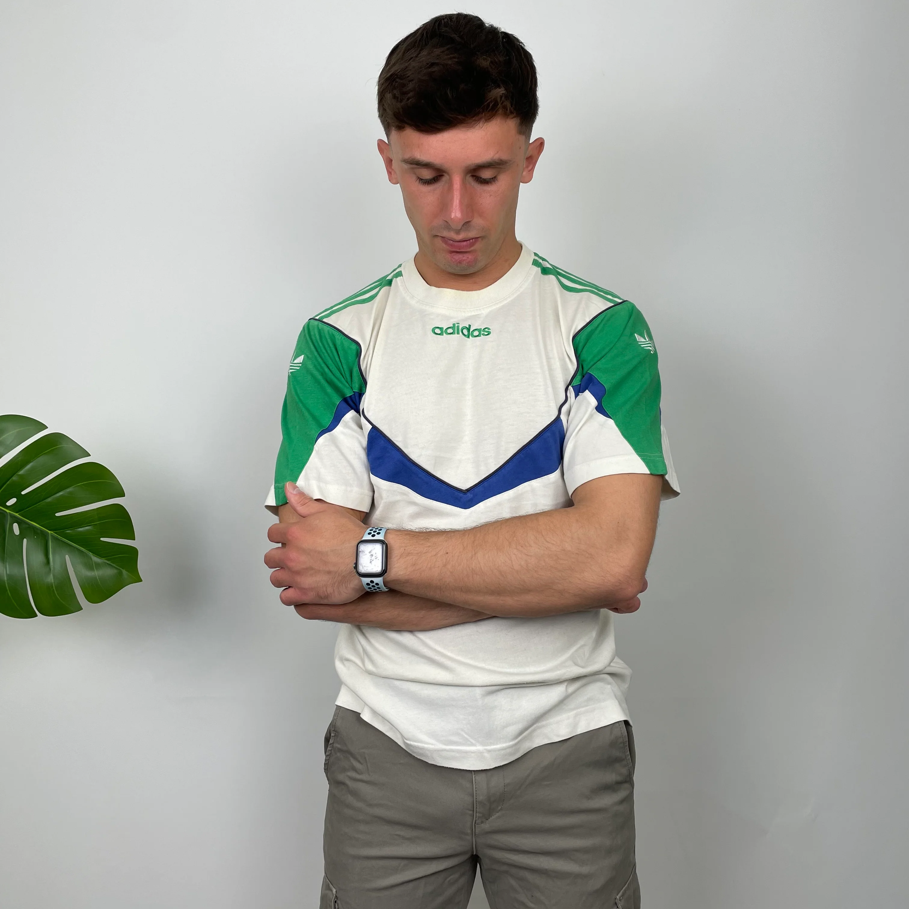 Adidas Embroidered Spell Out Colour Block T Shirt (M) - Image 4