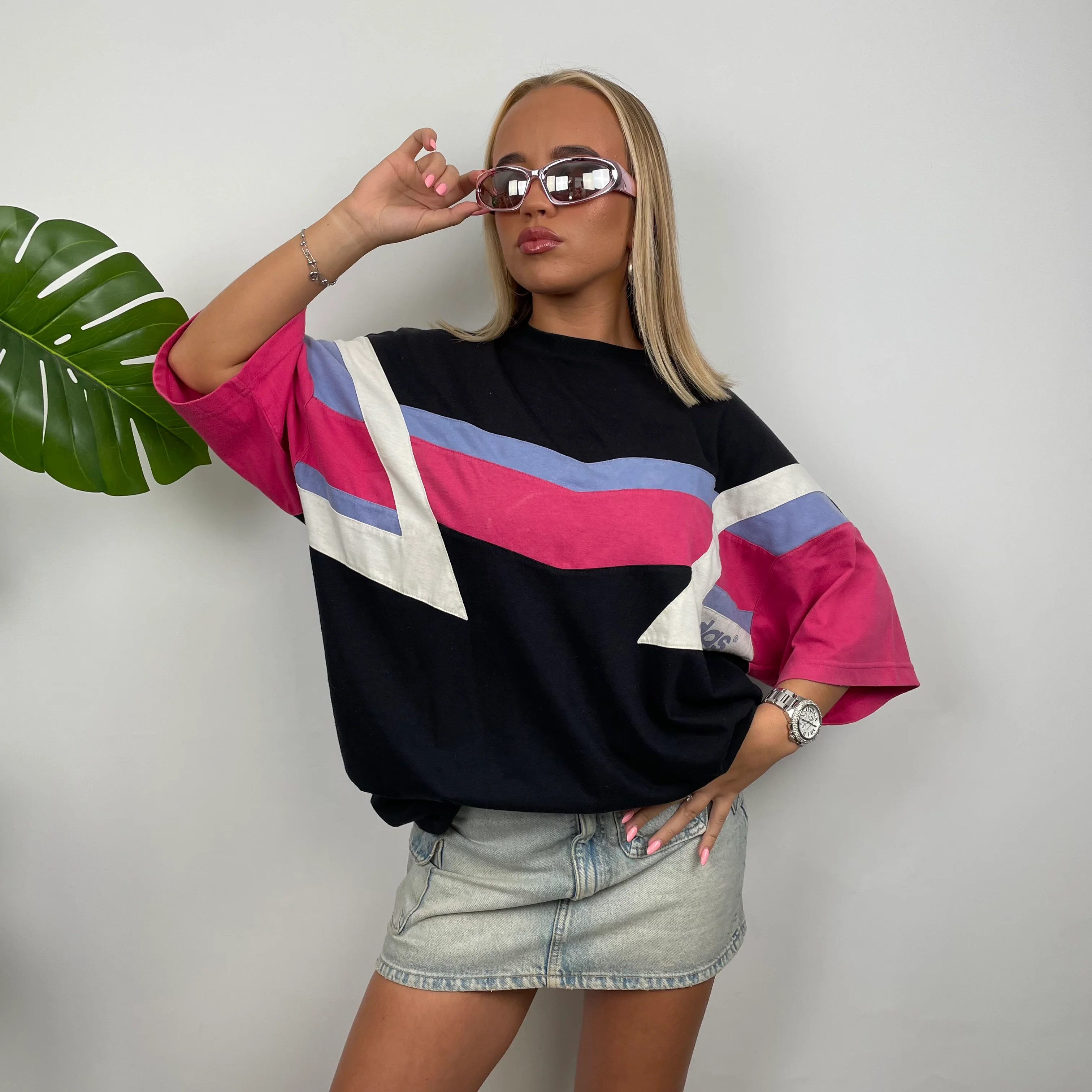 Adidas Embroidered Spell Out Colour Block T Shirt (XL) - Image 2