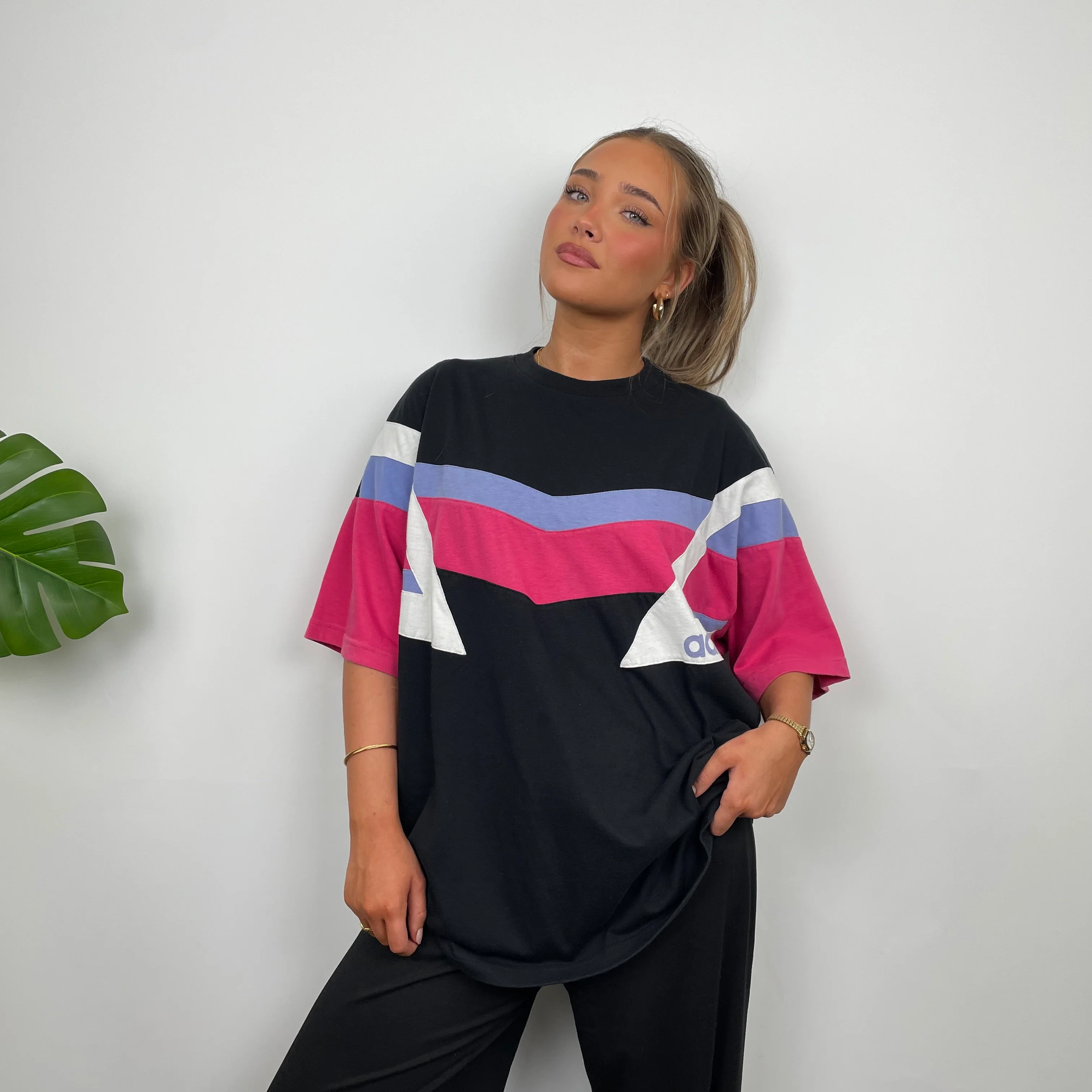 Adidas Embroidered Spell Out Colour Block T Shirt (XL) - Image 3