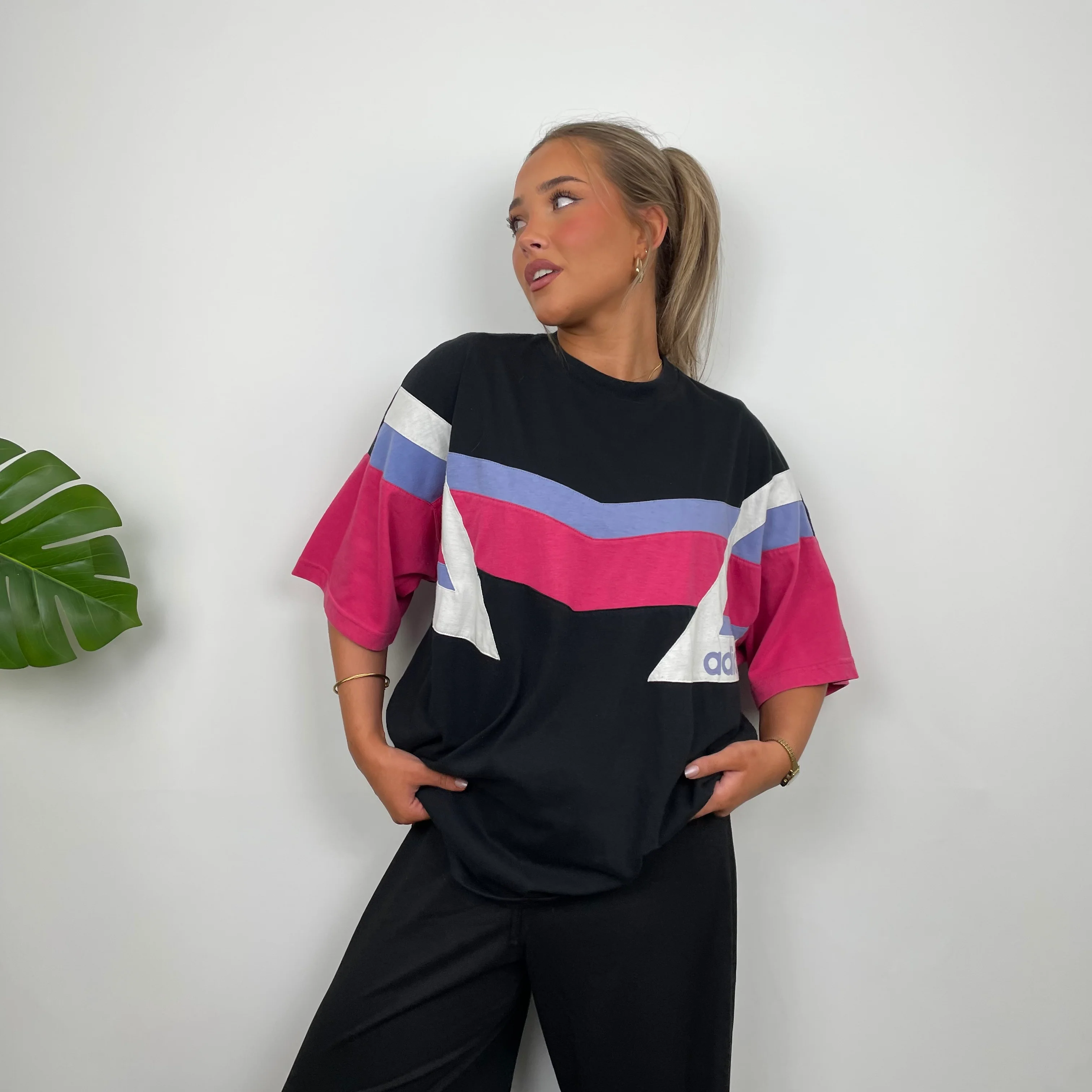 Adidas Embroidered Spell Out Colour Block T Shirt (XL) - Image 6