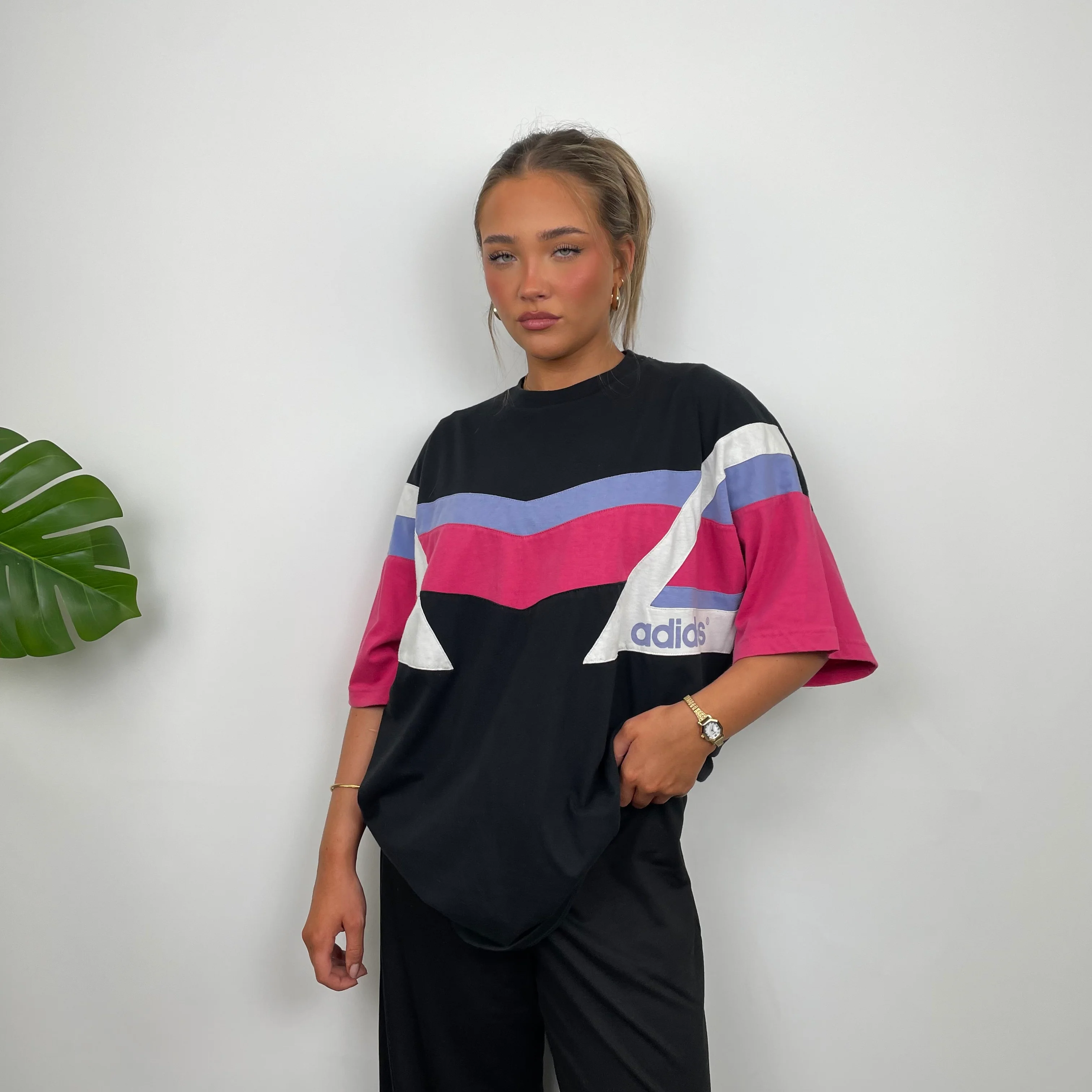 Adidas Embroidered Spell Out Colour Block T Shirt (XL) - Image 7