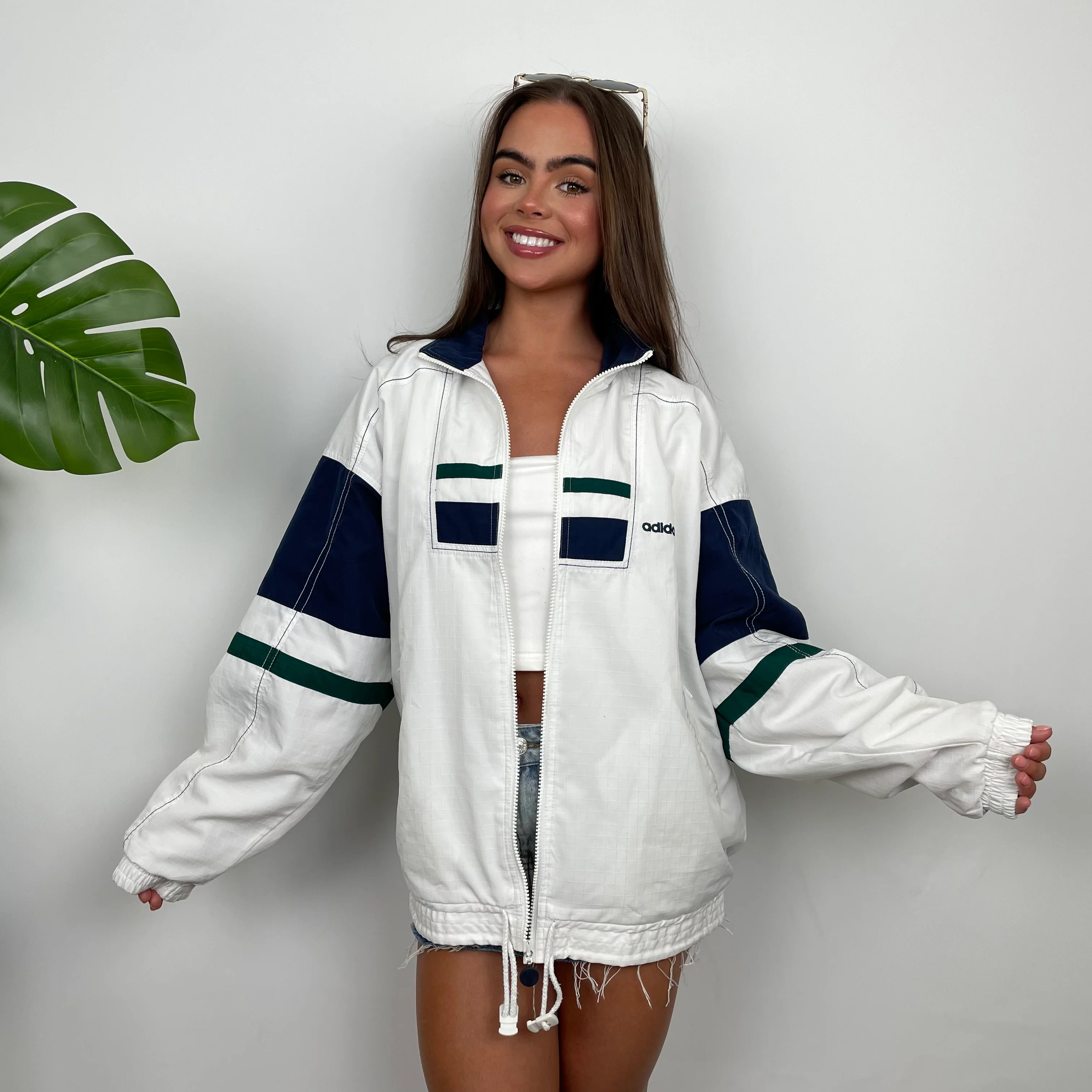 Adidas Embroidered Spell Out White Zip Up Track Jacket (M) - Image 3