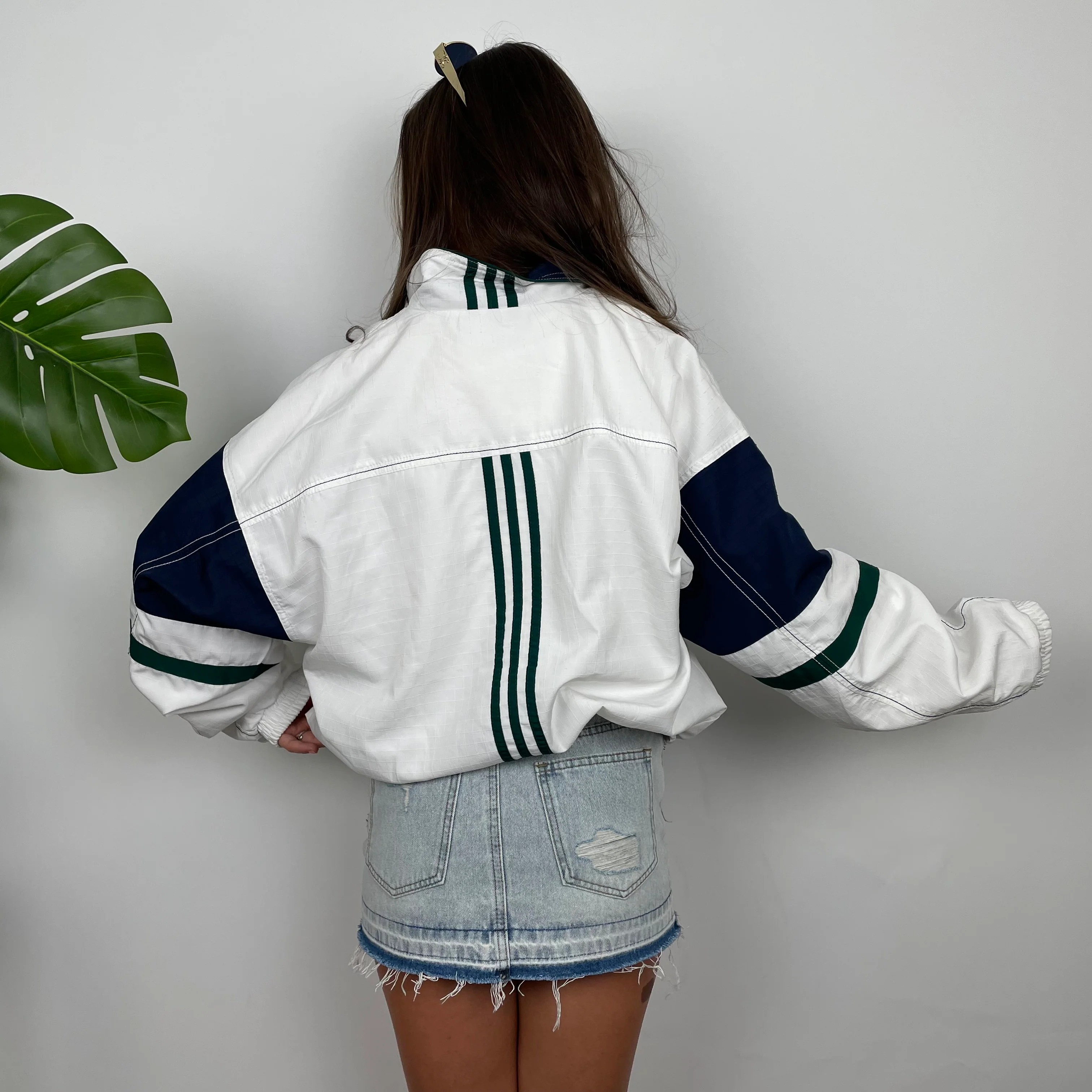 Adidas Embroidered Spell Out White Zip Up Track Jacket (M) - Image 6