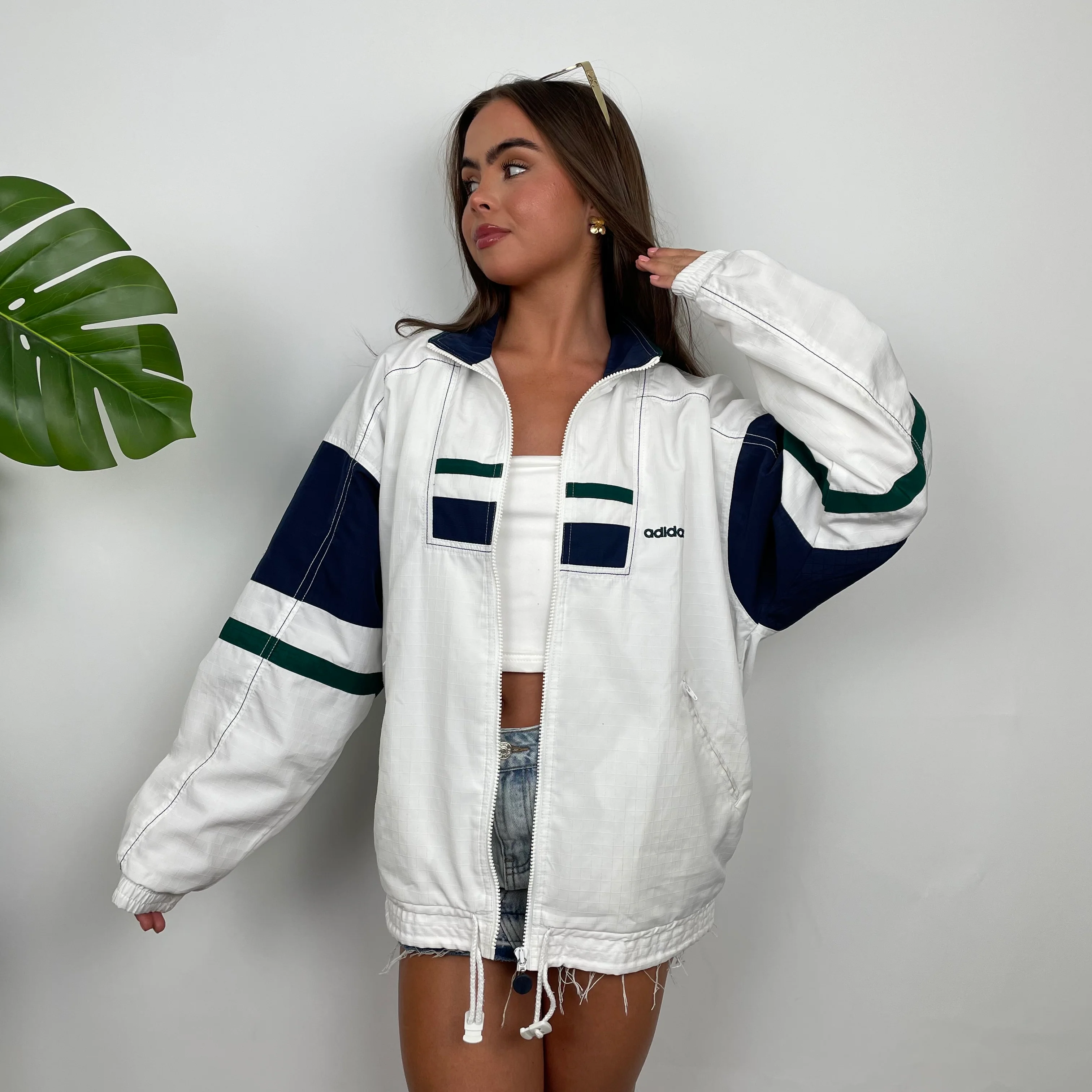 Adidas Embroidered Spell Out White Zip Up Track Jacket (M) - Image 8