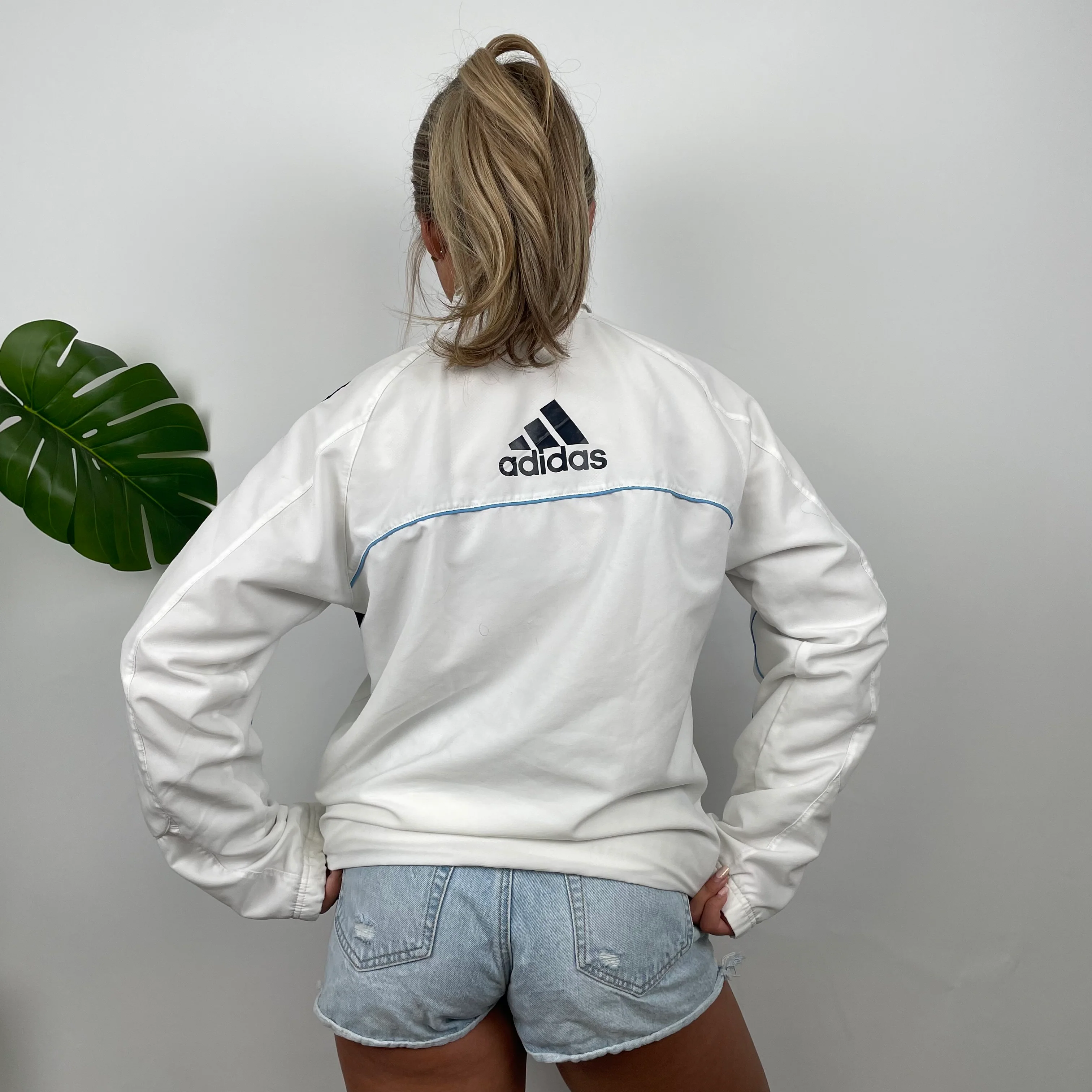 Adidas Embroidered Spell Out White Zip Up Track Jacket (S) - Image 3